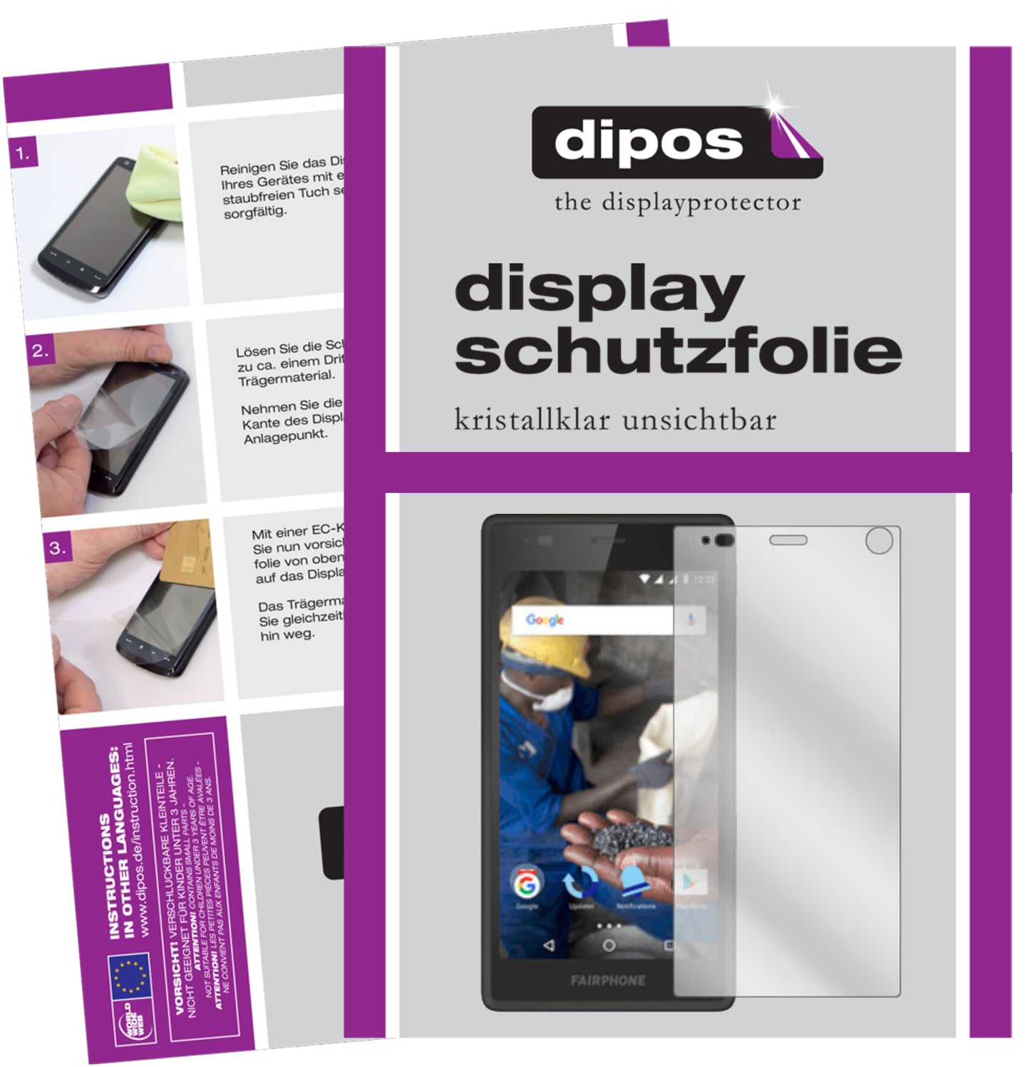 Kristallklare, dünne Schutzfolie: Kratzfest & passgenau für Fairphone-2