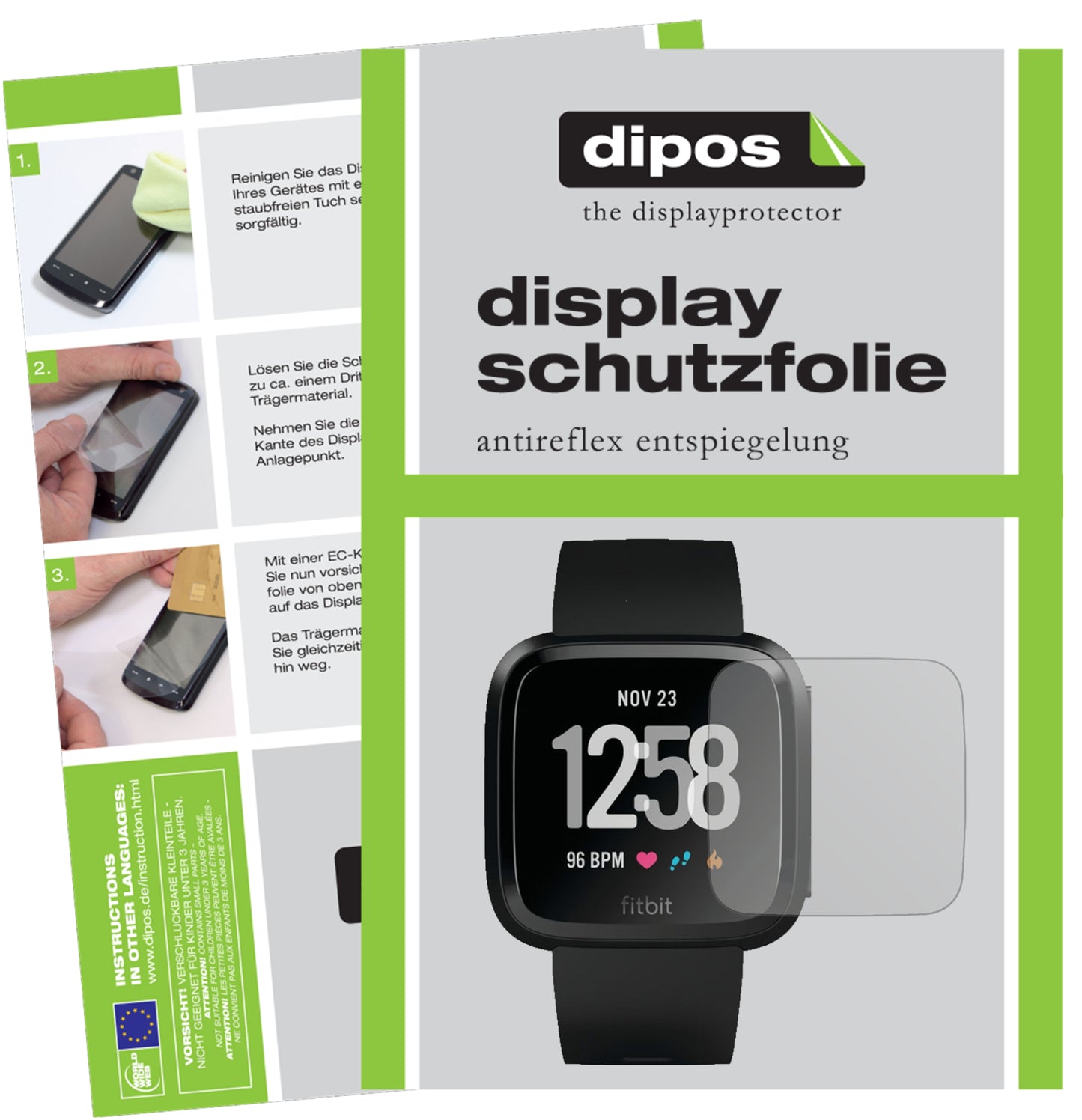 Mattes Panzerglas: Schutz vor Brüchen, Fingerabdrücken und Bildschirmblendung für Fitbit-Versa