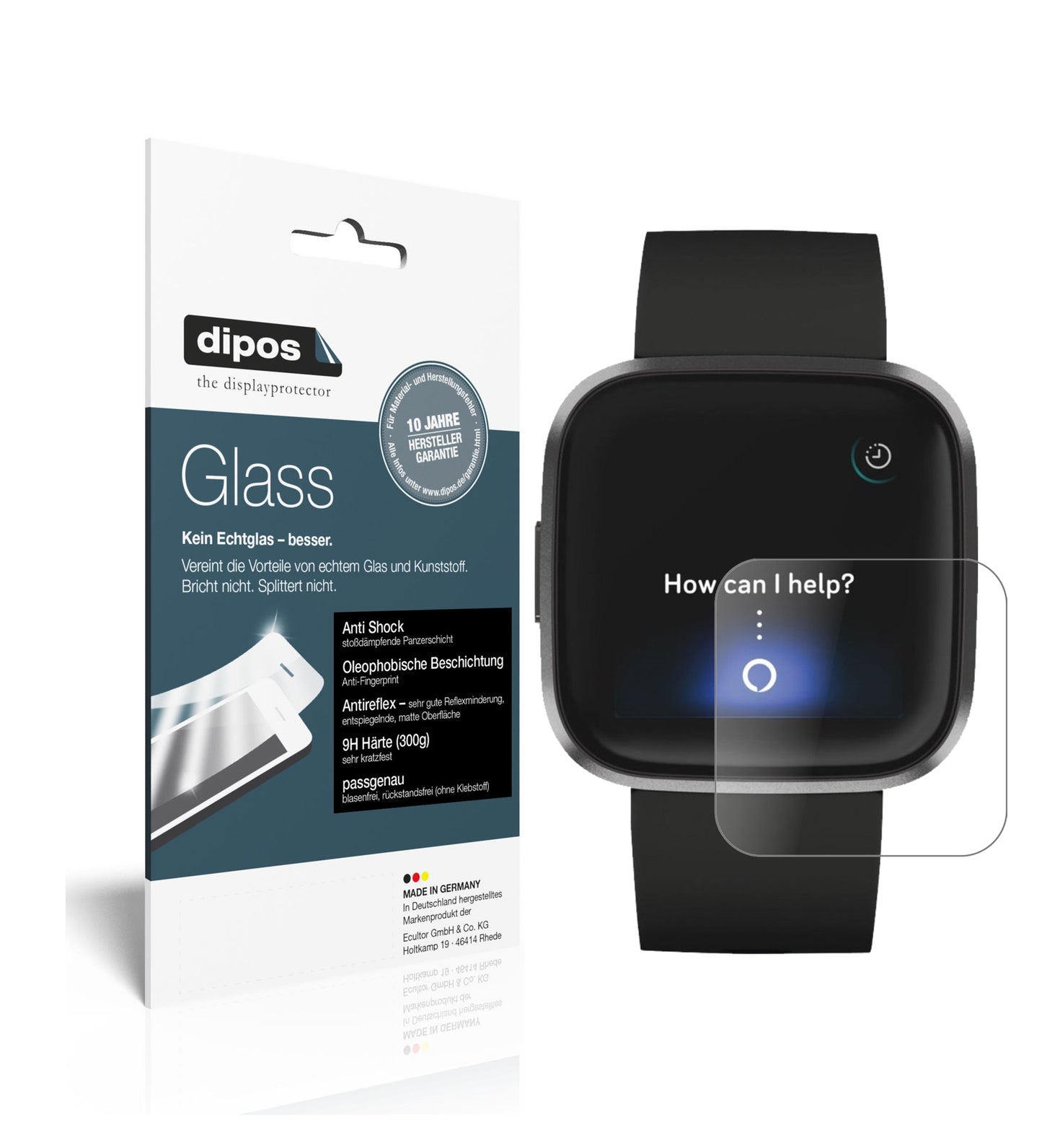 Mattes Panzerglas: Schutz vor Brüchen, Fingerabdrücken und Bildschirmblendung für FitBit-Versa 2