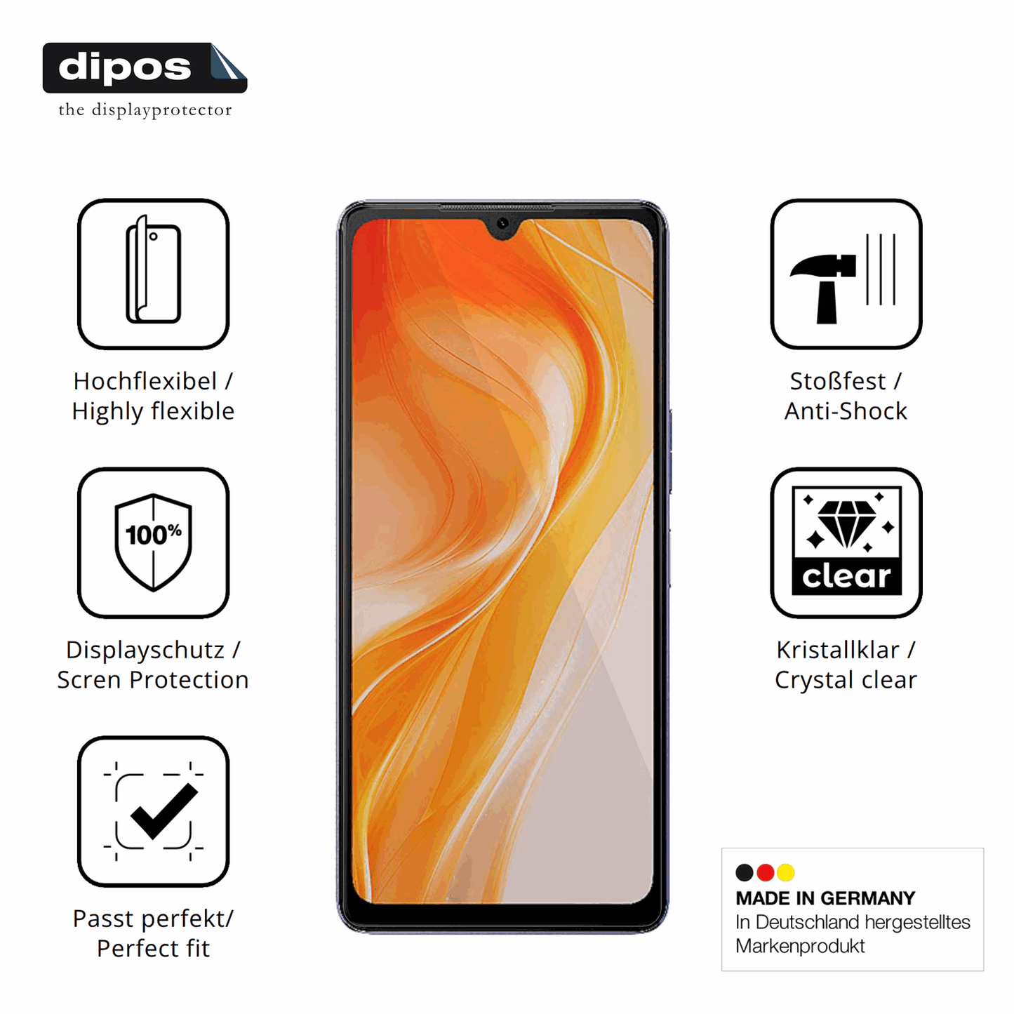 Displayschutz hergestellt in Deutschland, höchste Qualität made in Germany