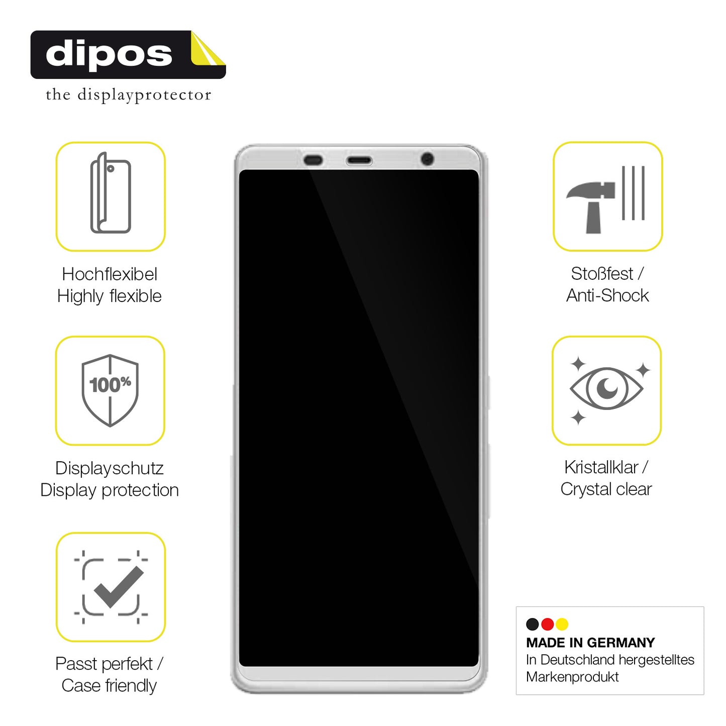 Displayschutz hergestellt in Deutschland, höchste Qualität made in Germany