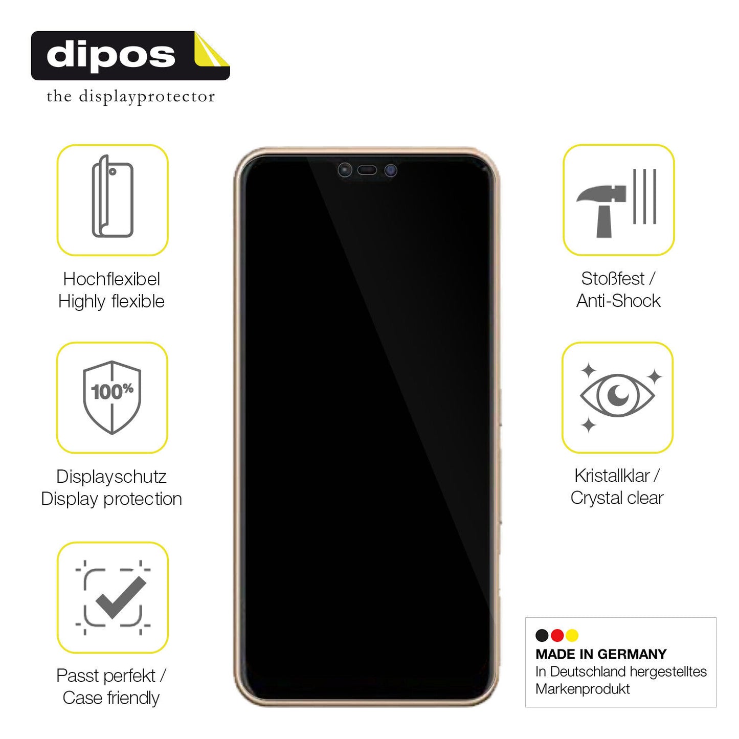 Displayschutz hergestellt in Deutschland, höchste Qualität made in Germany
