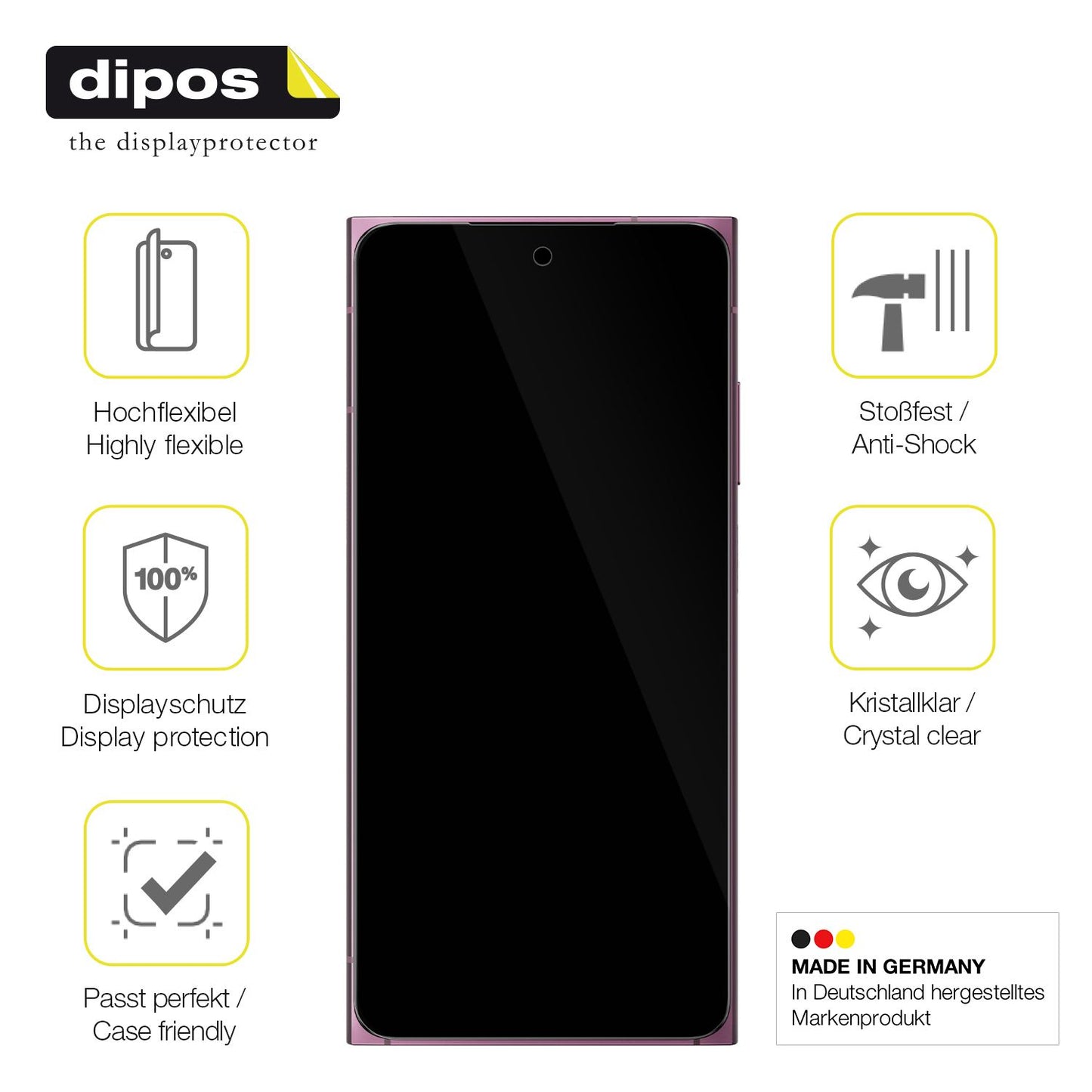 Displayschutz hergestellt in Deutschland, höchste Qualität made in Germany