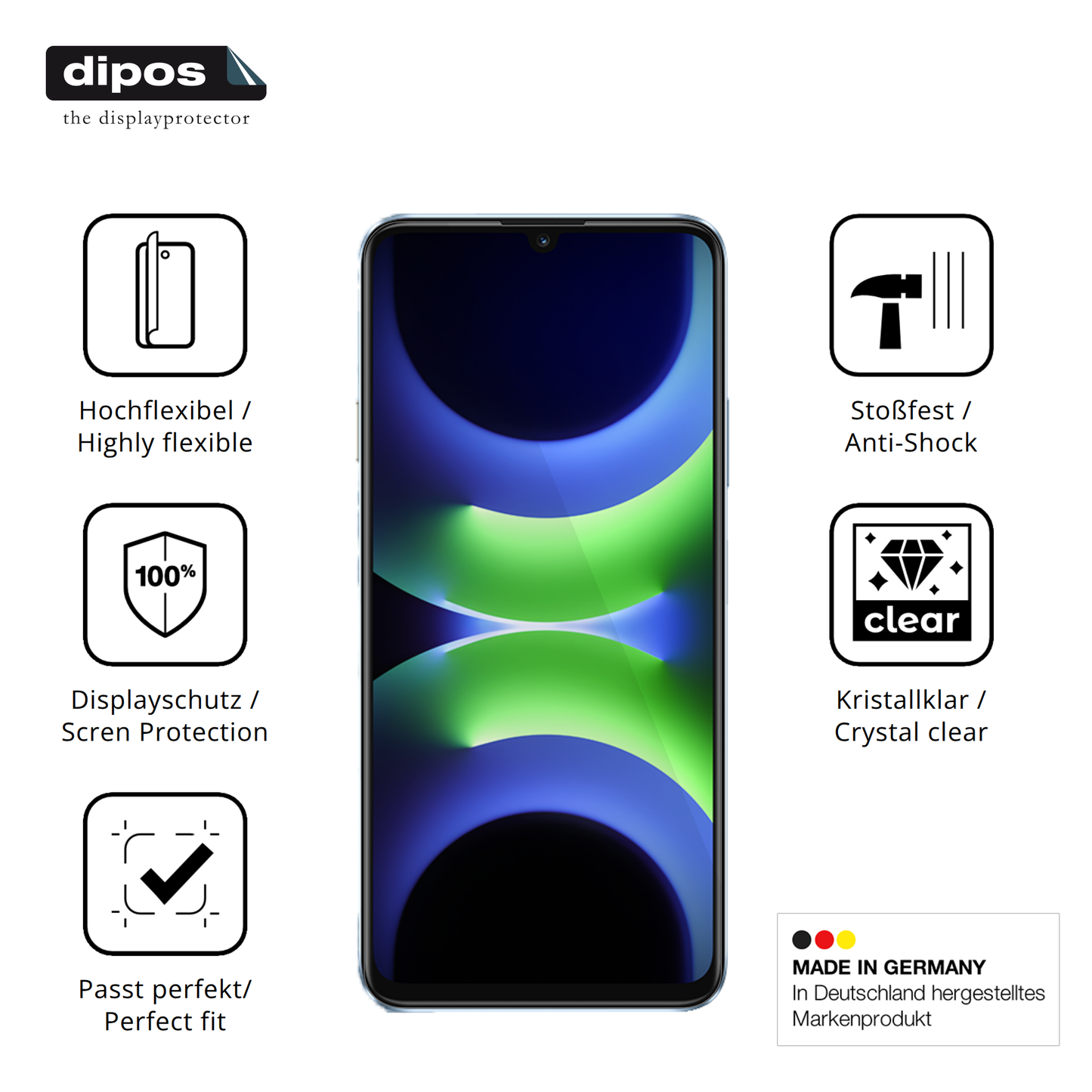 Displayschutz hergestellt in Deutschland, höchste Qualität made in Germany