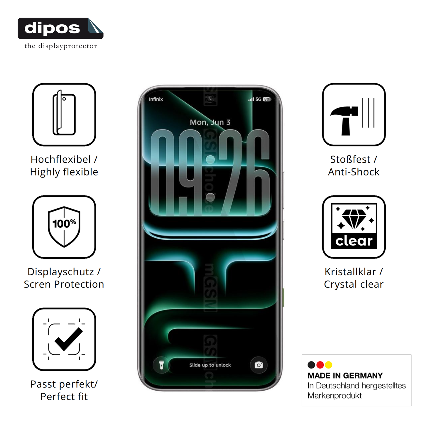 Displayschutz hergestellt in Deutschland, höchste Qualität made in Germany