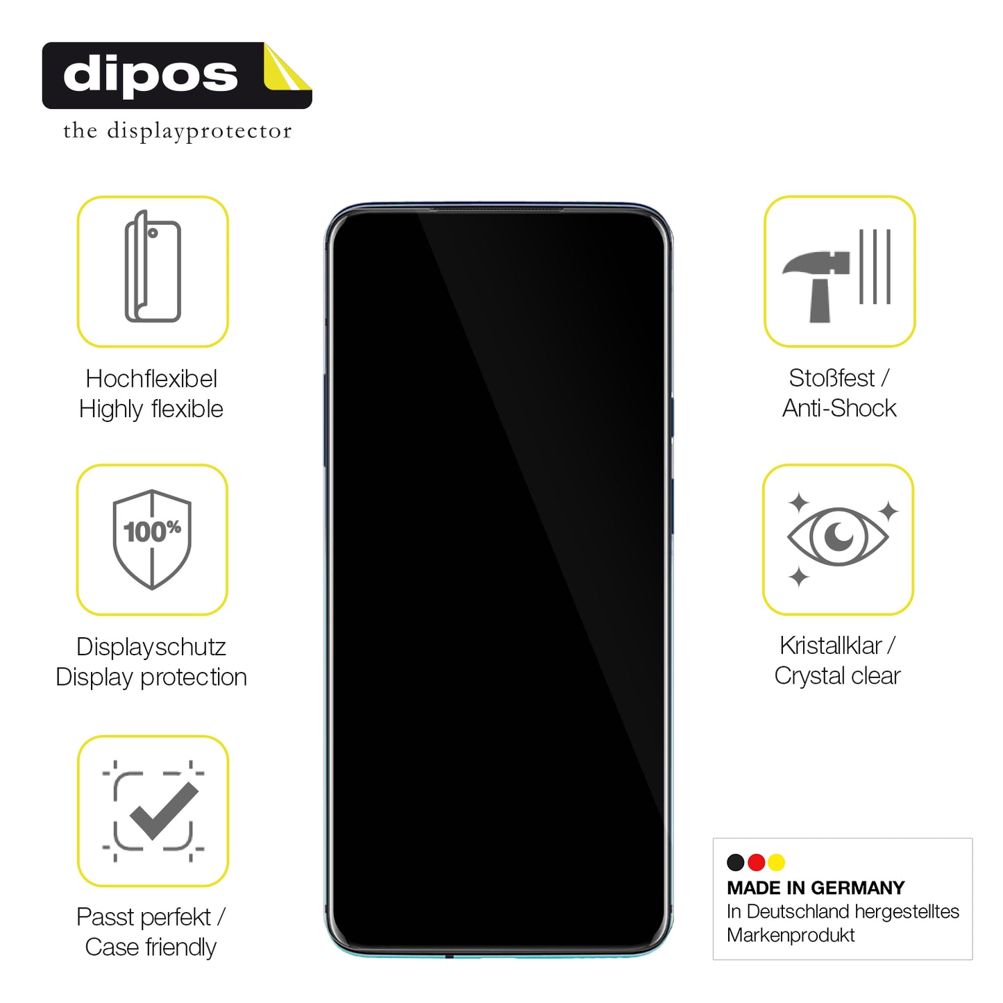 Displayschutz hergestellt in Deutschland, höchste Qualität made in Germany