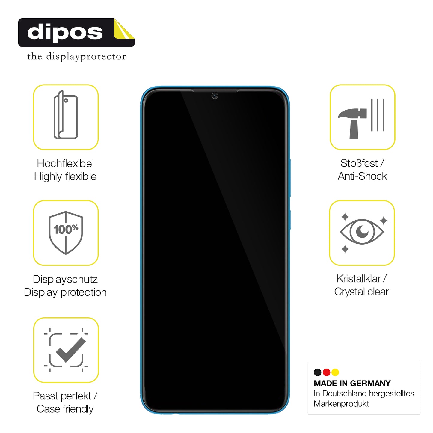 Displayschutz hergestellt in Deutschland, höchste Qualität made in Germany