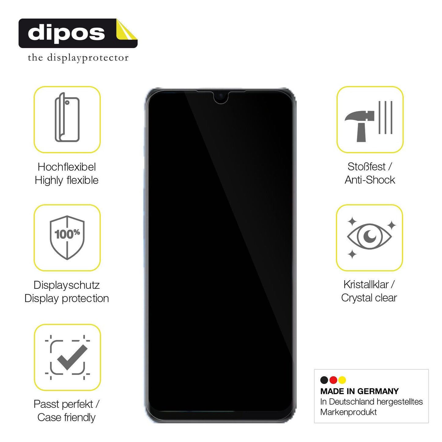 Displayschutz hergestellt in Deutschland, höchste Qualität made in Germany