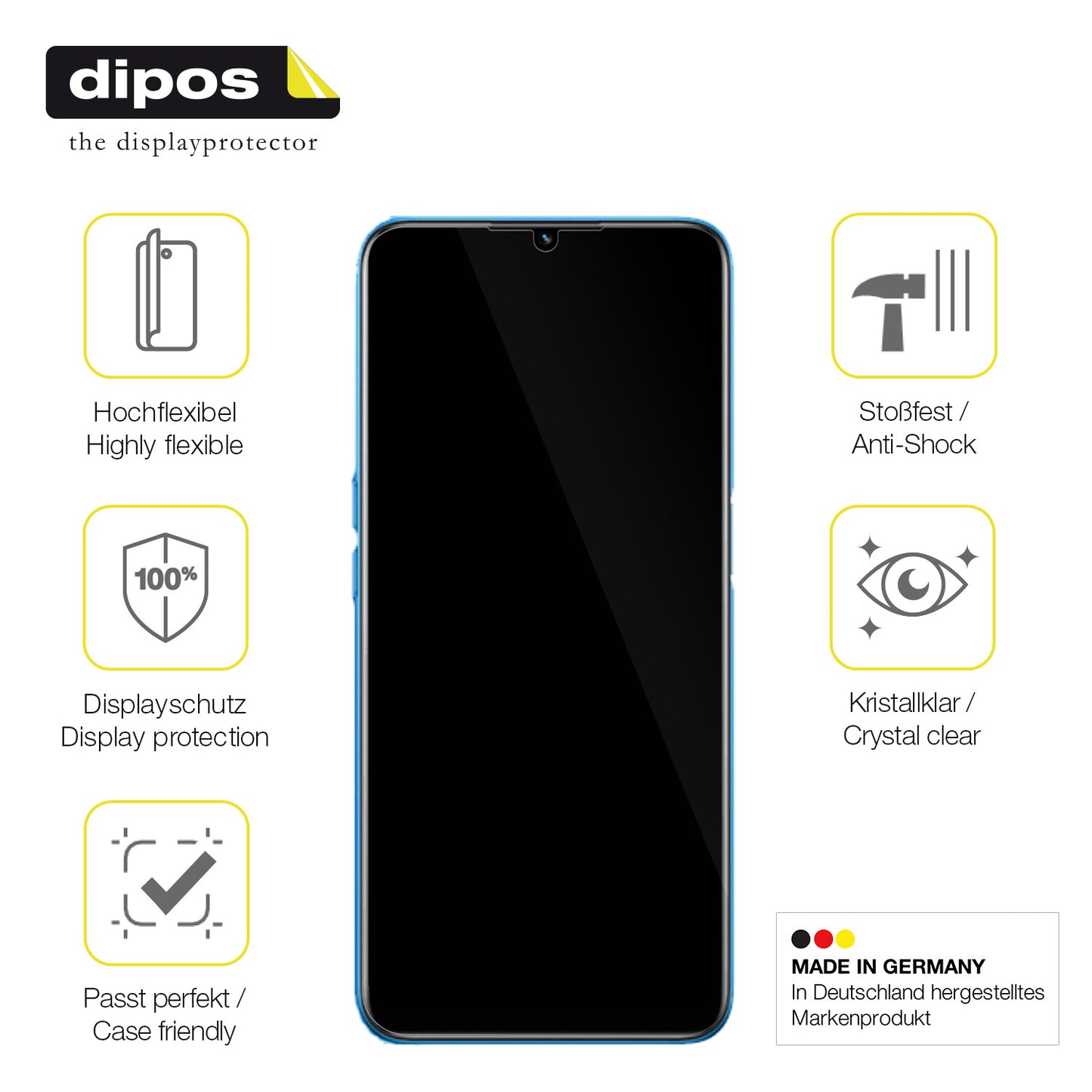 Displayschutz hergestellt in Deutschland, höchste Qualität made in Germany