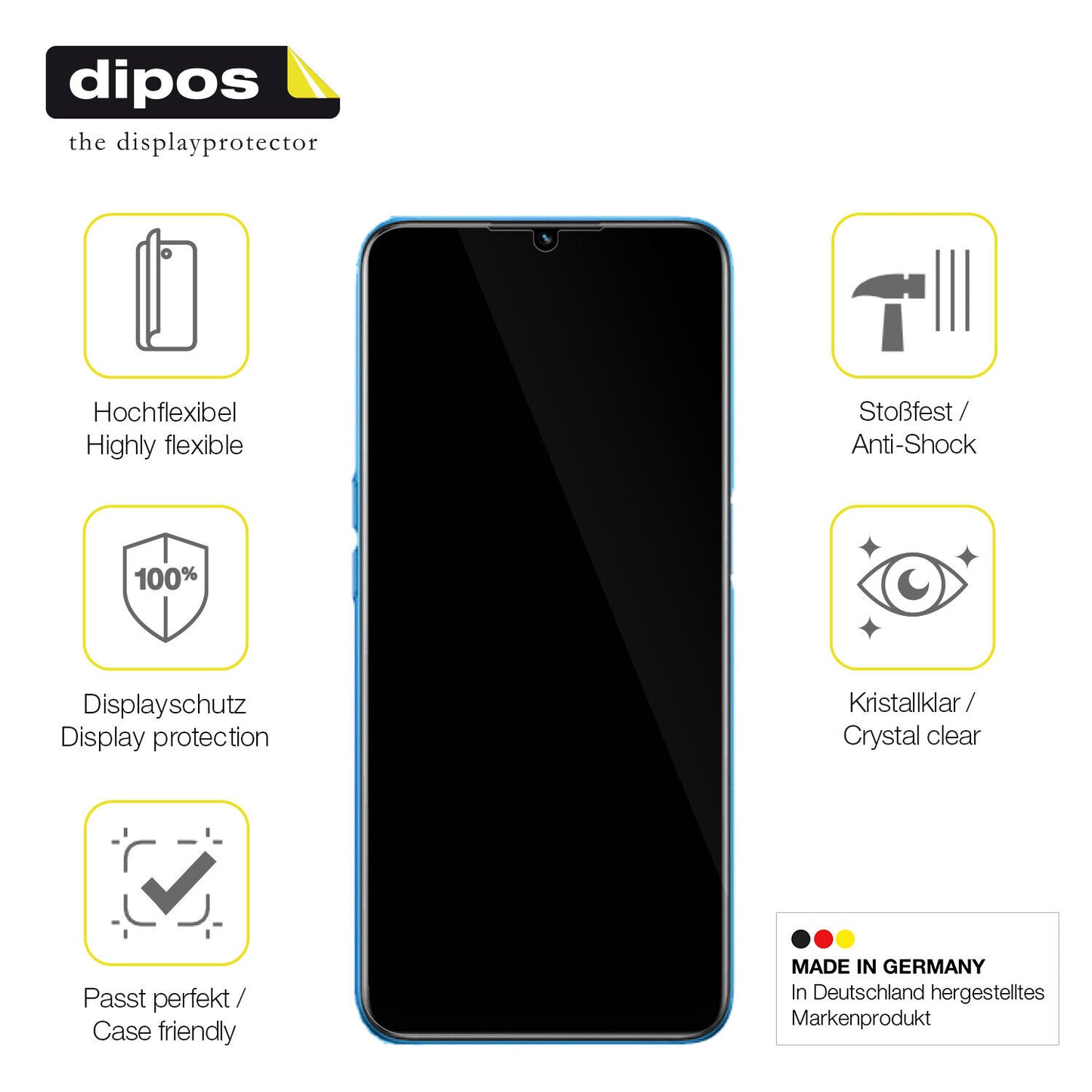 Displayschutz hergestellt in Deutschland, höchste Qualität made in Germany