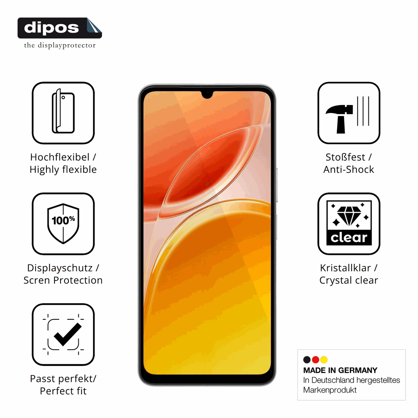 Displayschutz hergestellt in Deutschland, höchste Qualität made in Germany