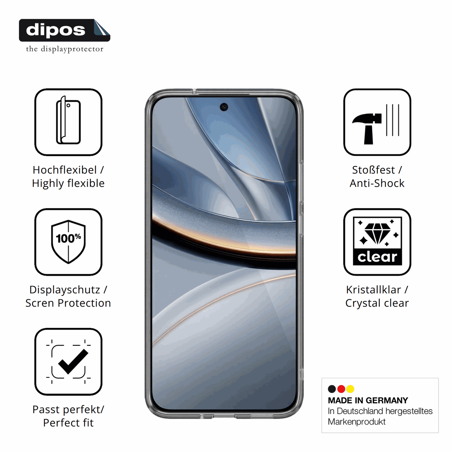 Displayschutz hergestellt in Deutschland, höchste Qualität made in Germany