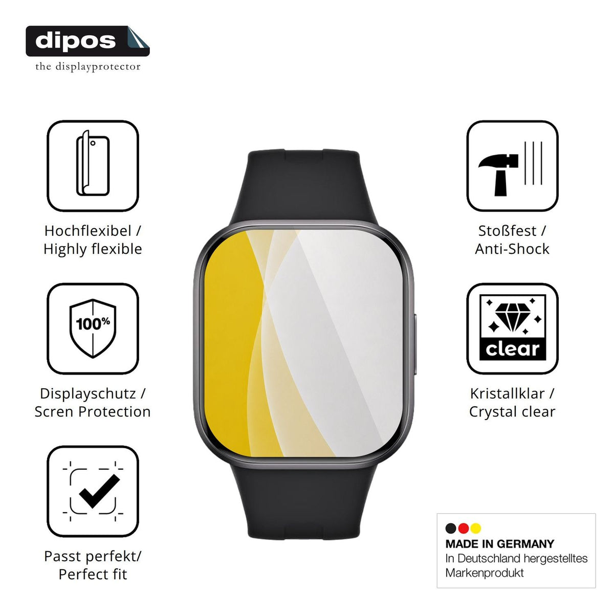 2x 3D Full Cover Schutzfolie für Xiaomi Redmi Watch 6 Active