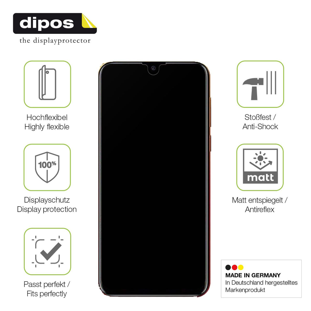 Displayschutz hergestellt in Deutschland, höchste Qualität made in Germany