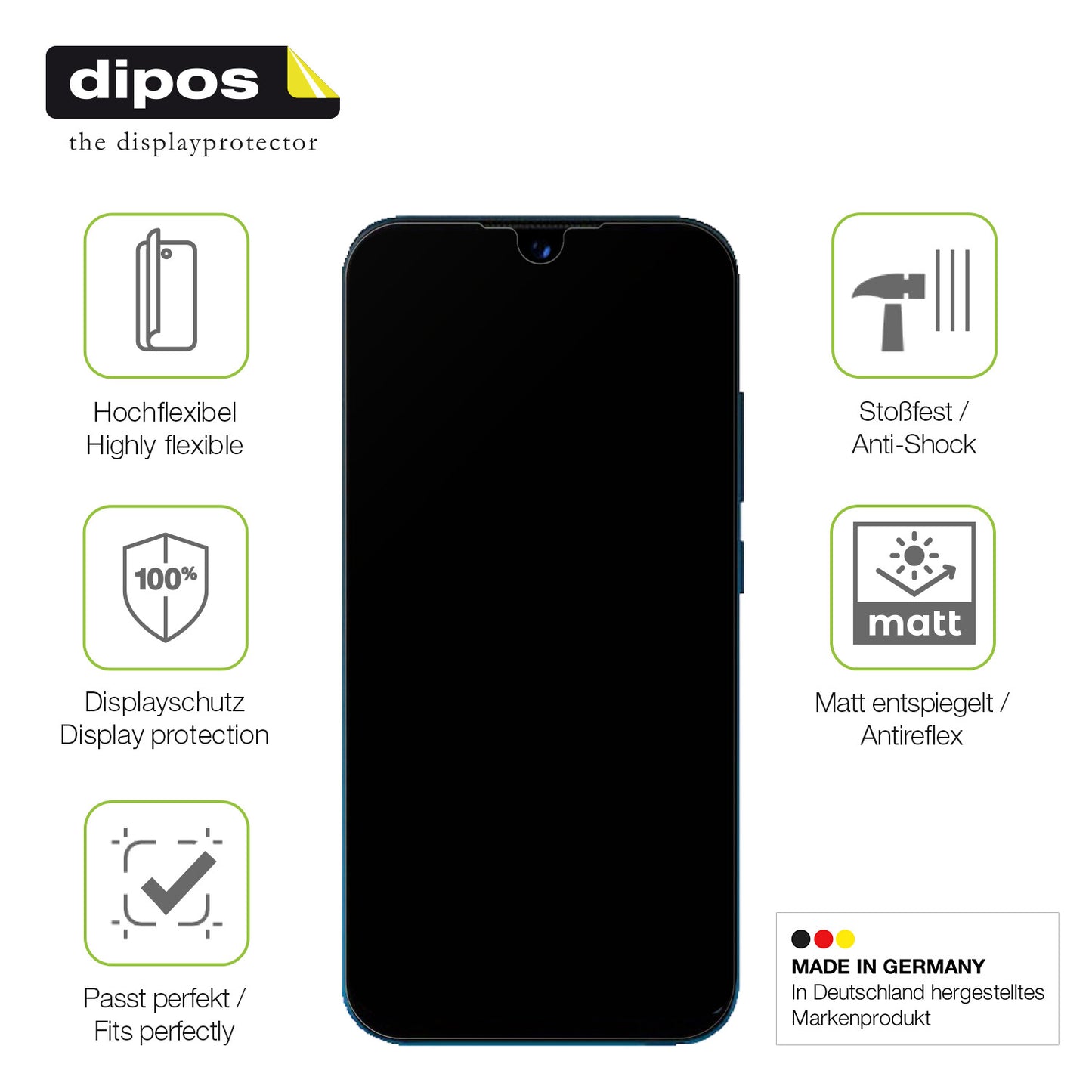 Displayschutz hergestellt in Deutschland, höchste Qualität made in Germany