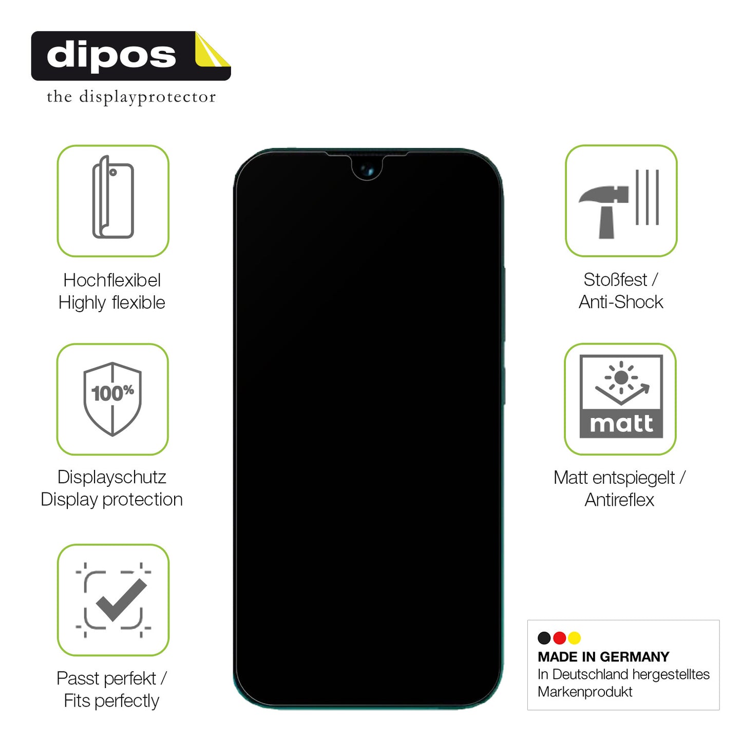 Displayschutz hergestellt in Deutschland, höchste Qualität made in Germany