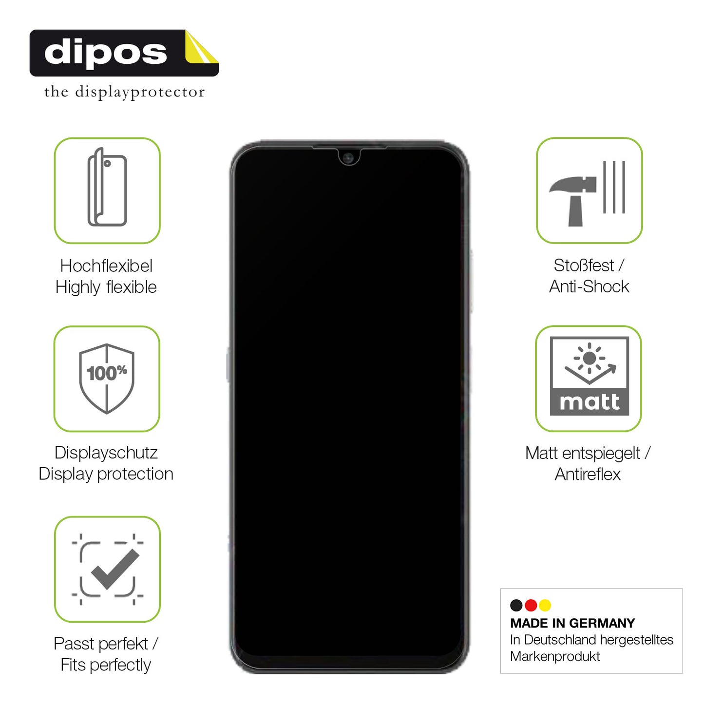 Displayschutz hergestellt in Deutschland, höchste Qualität made in Germany