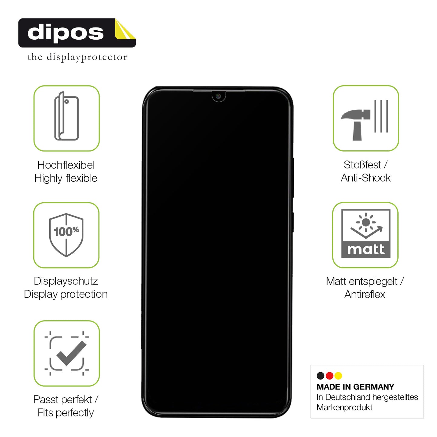 Displayschutz hergestellt in Deutschland, höchste Qualität made in Germany