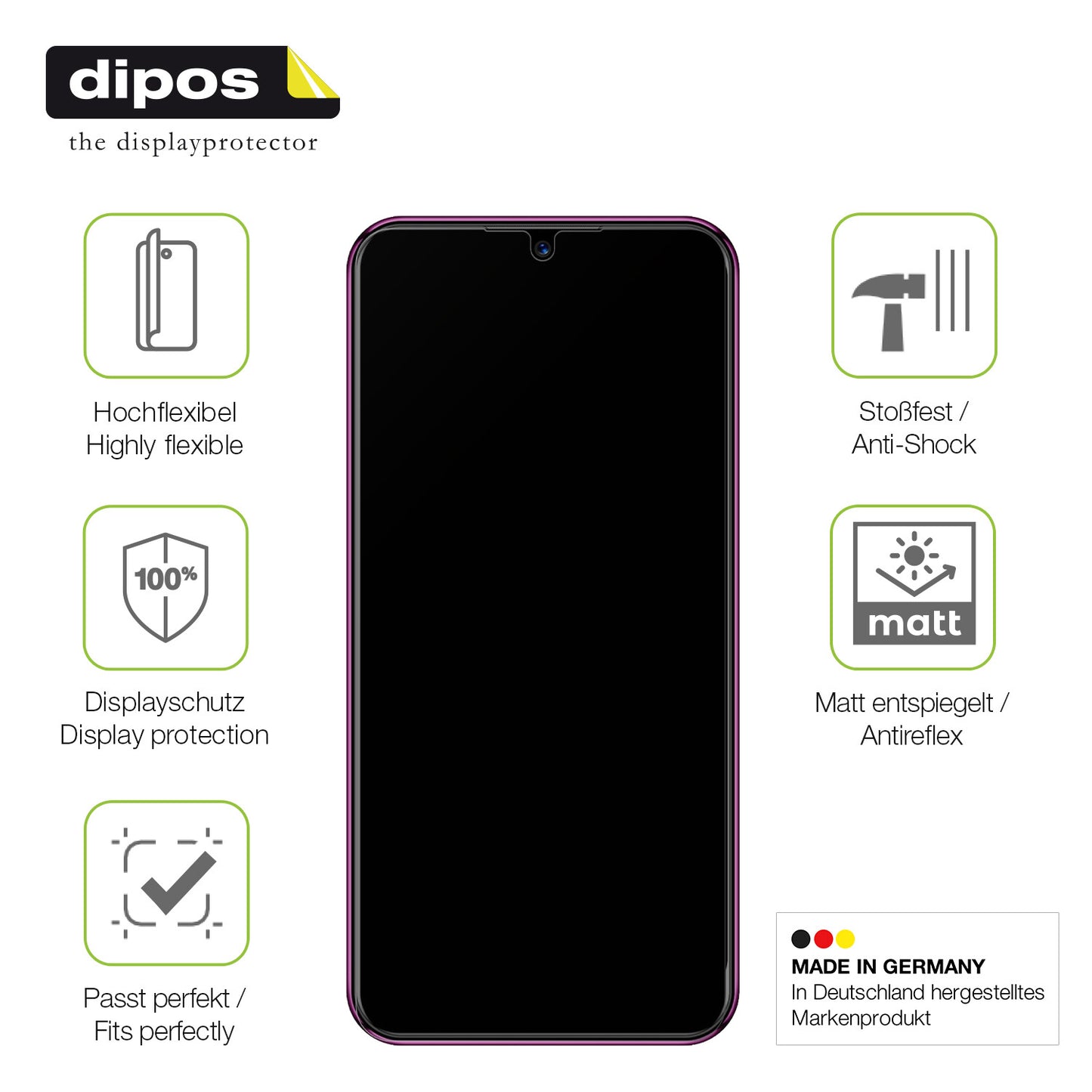 Displayschutz hergestellt in Deutschland, höchste Qualität made in Germany