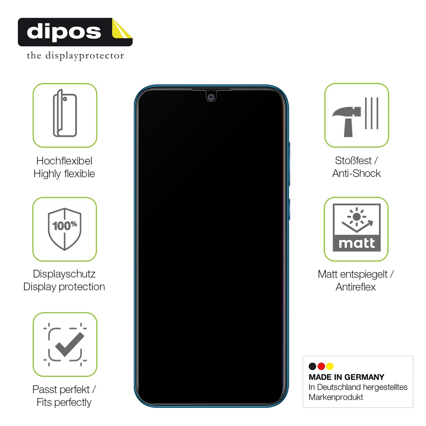 Displayschutz hergestellt in Deutschland, höchste Qualität made in Germany