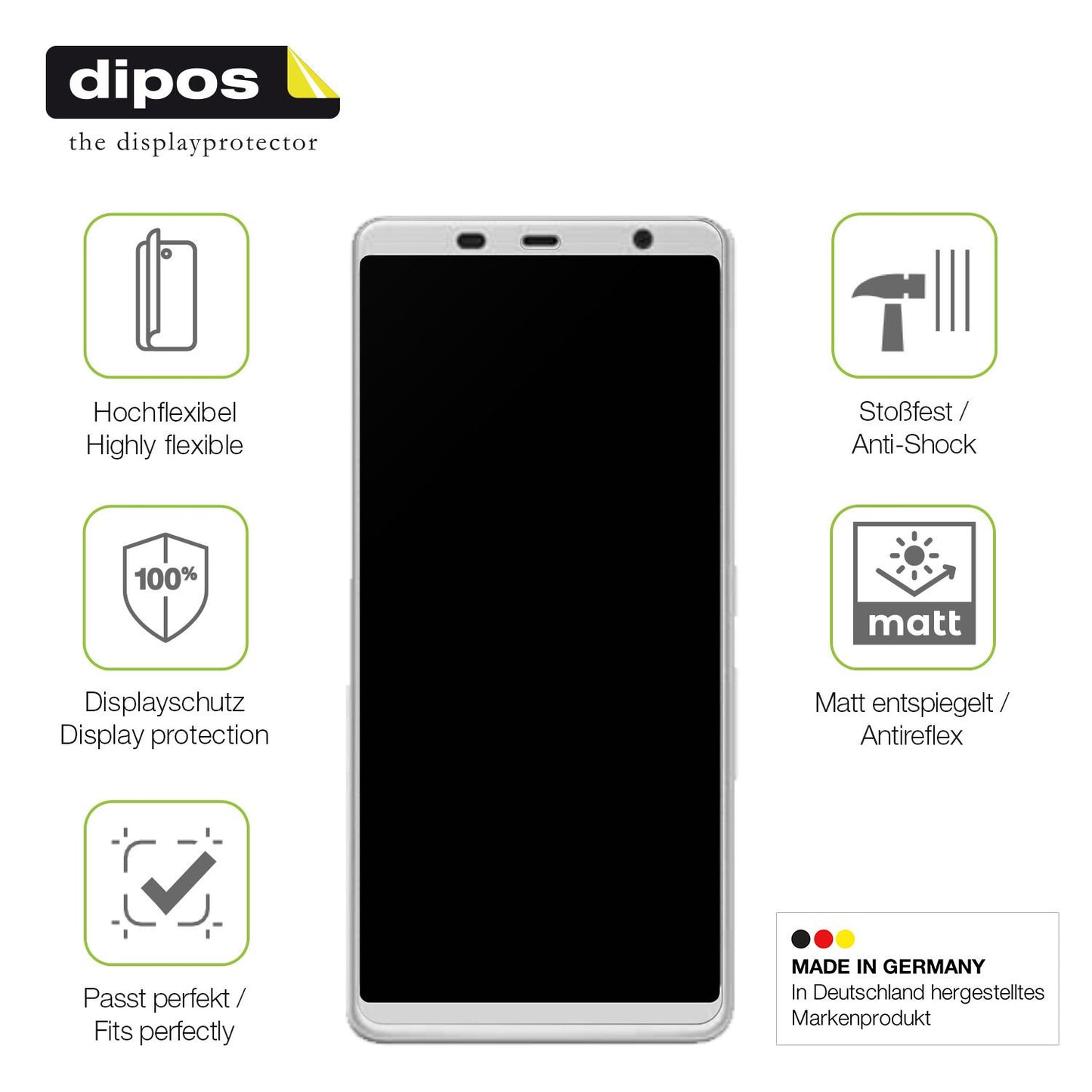Displayschutz hergestellt in Deutschland, höchste Qualität made in Germany