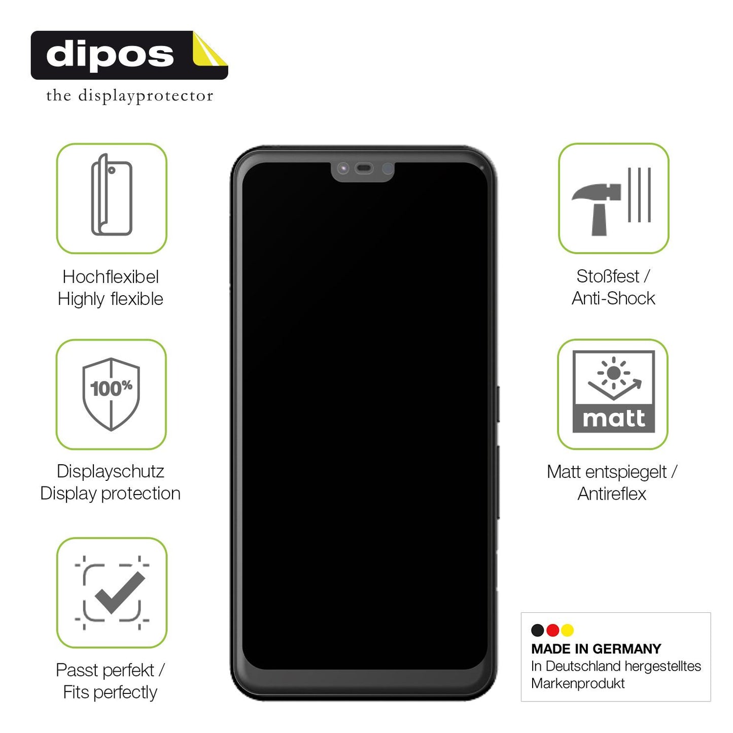 Displayschutz hergestellt in Deutschland, höchste Qualität made in Germany