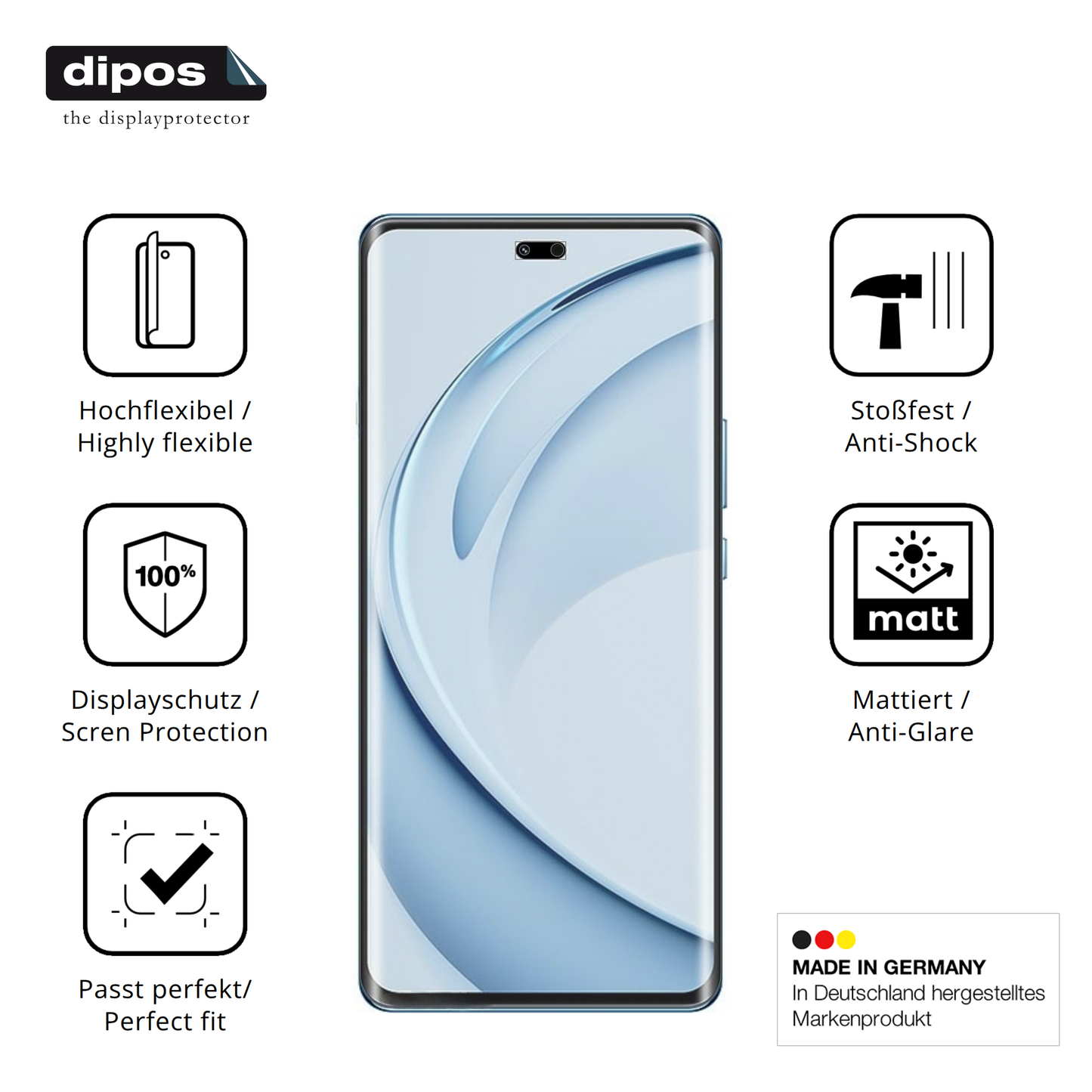 Displayschutz hergestellt in Deutschland, höchste Qualität made in Germany
