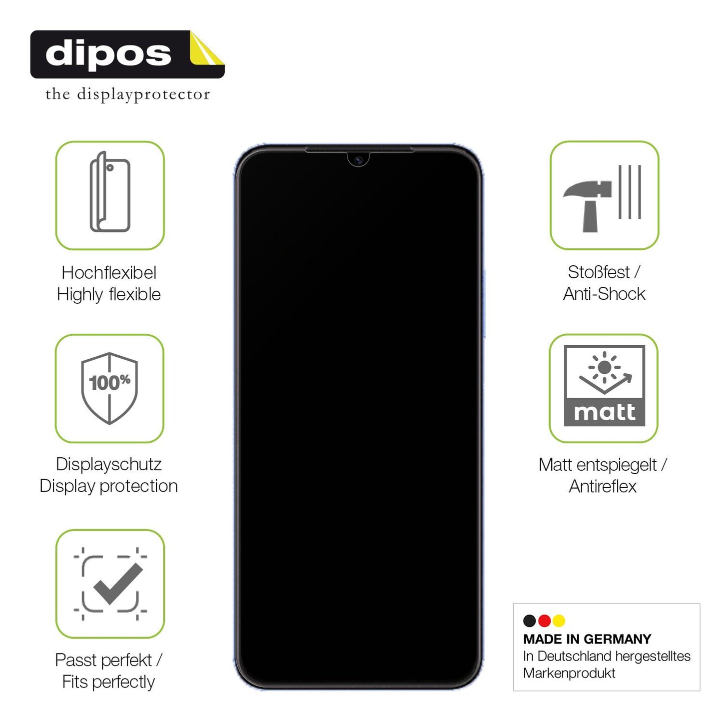 Displayschutz hergestellt in Deutschland, höchste Qualität made in Germany