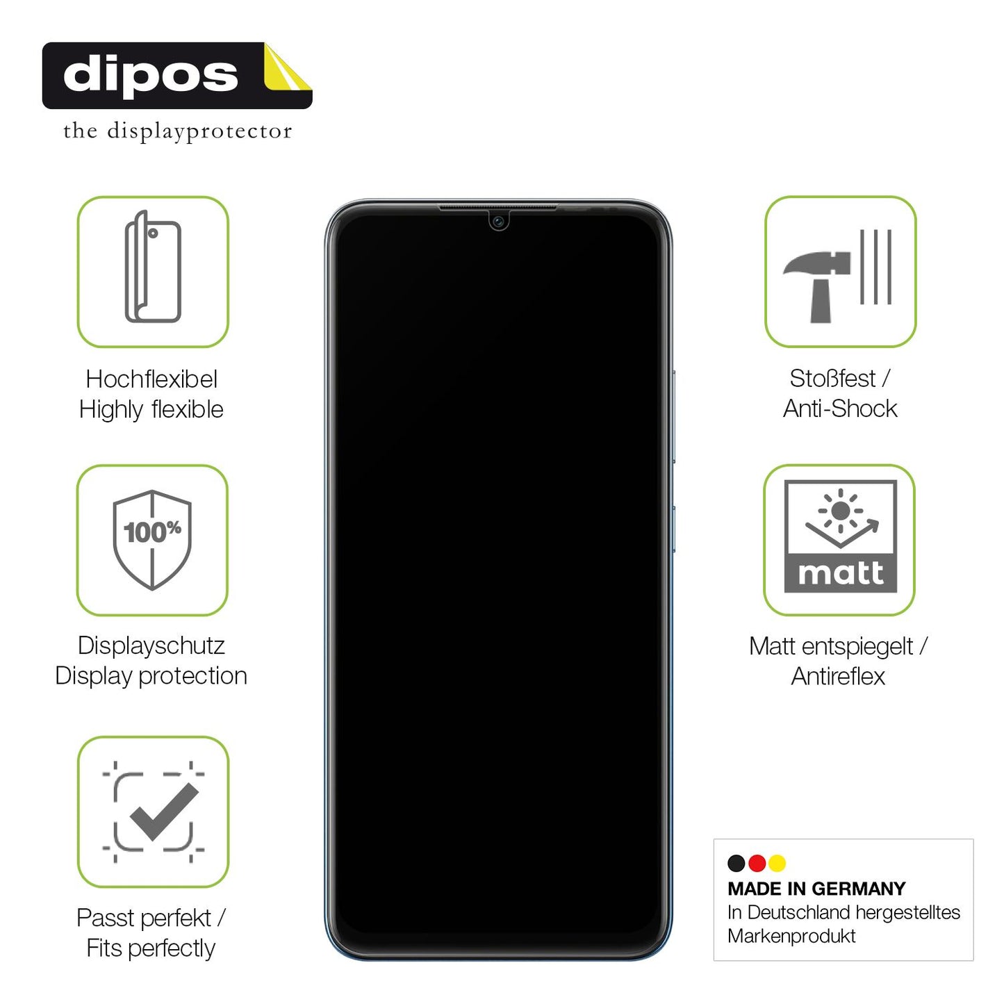 Displayschutz hergestellt in Deutschland, höchste Qualität made in Germany
