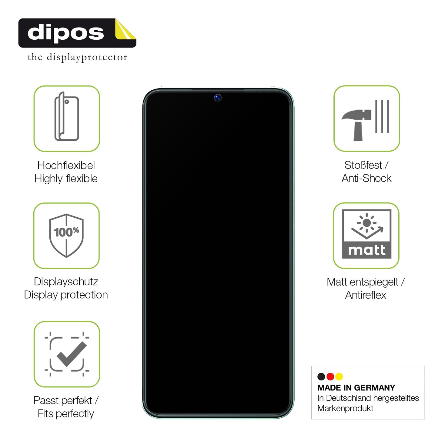 Displayschutz hergestellt in Deutschland, höchste Qualität made in Germany