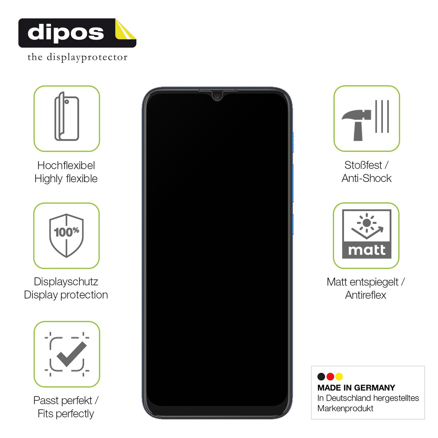 Displayschutz hergestellt in Deutschland, höchste Qualität made in Germany