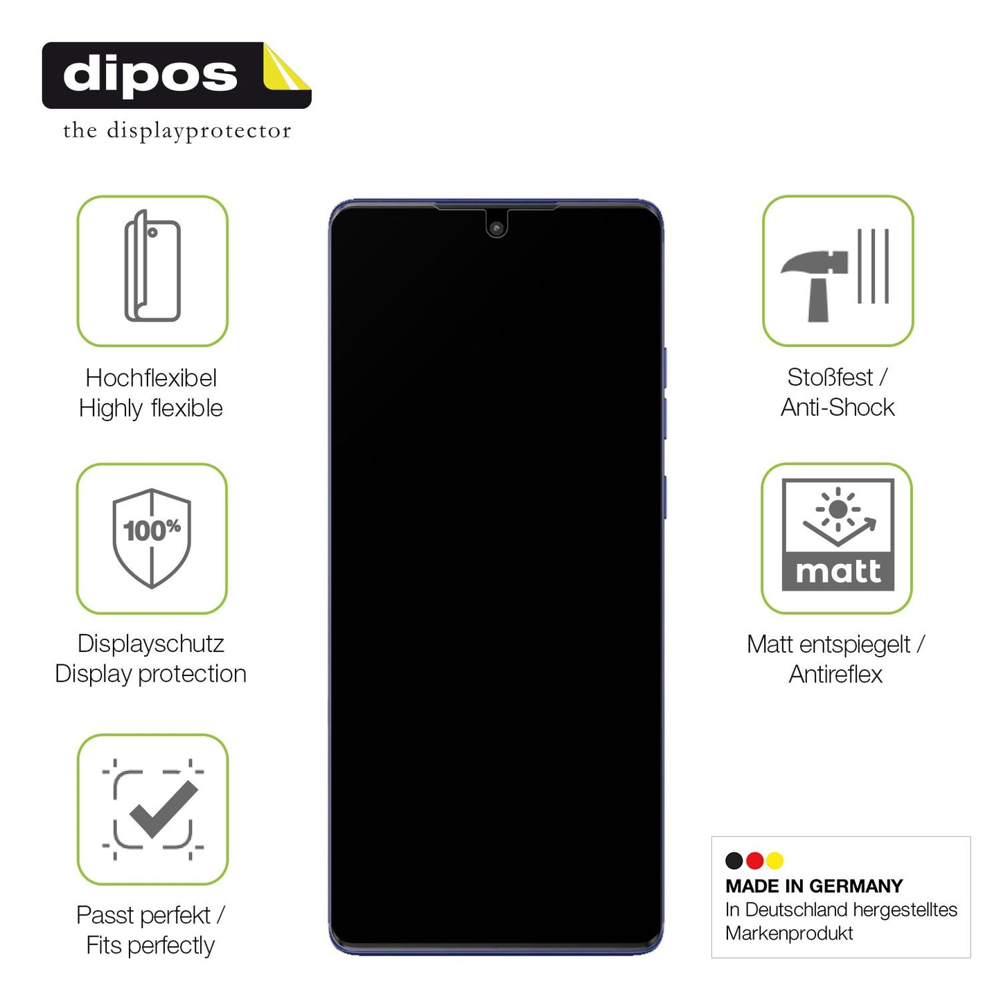 Displayschutz hergestellt in Deutschland, höchste Qualität made in Germany