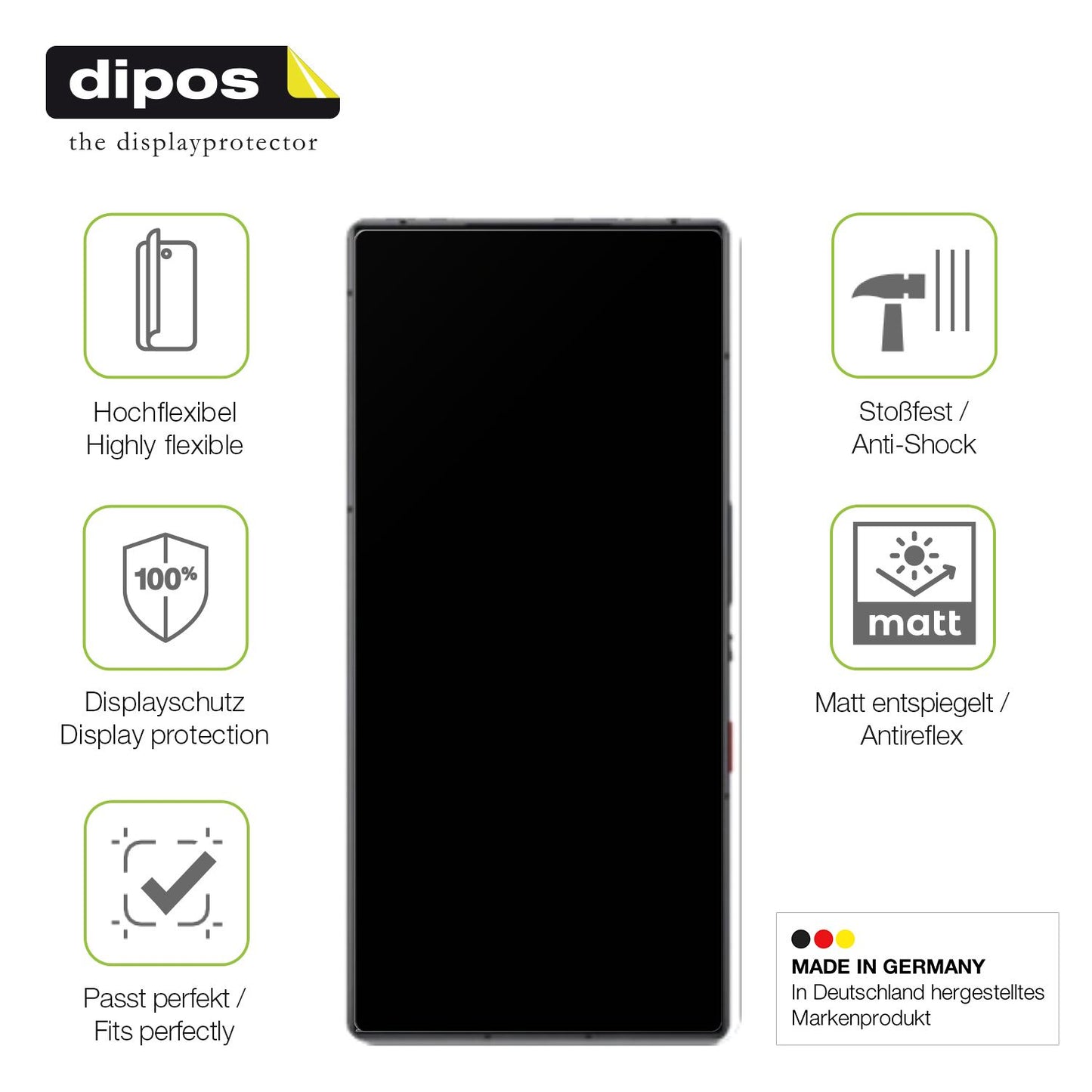 Displayschutz hergestellt in Deutschland, höchste Qualität made in Germany