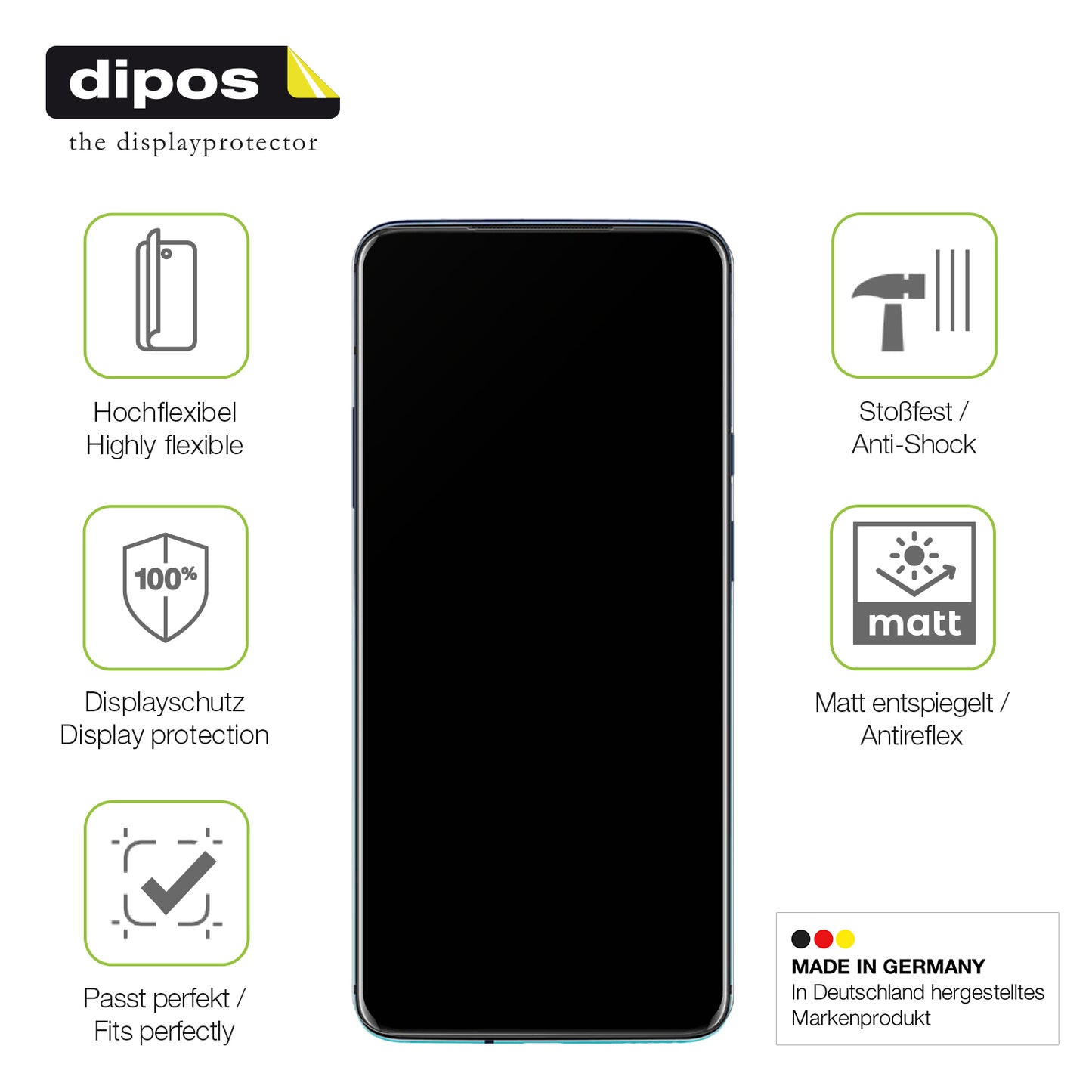 Displayschutz hergestellt in Deutschland, höchste Qualität made in Germany
