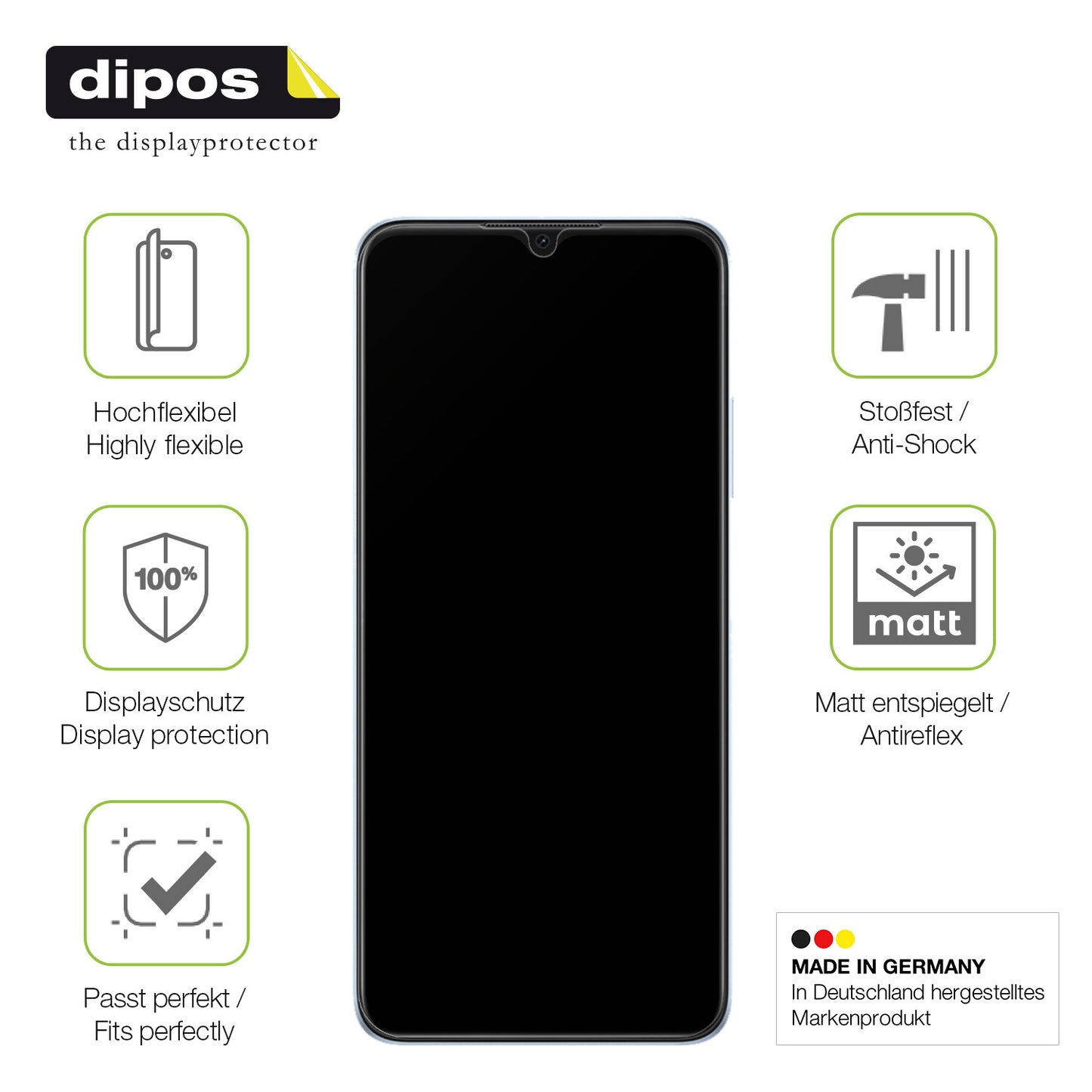 Displayschutz hergestellt in Deutschland, höchste Qualität made in Germany