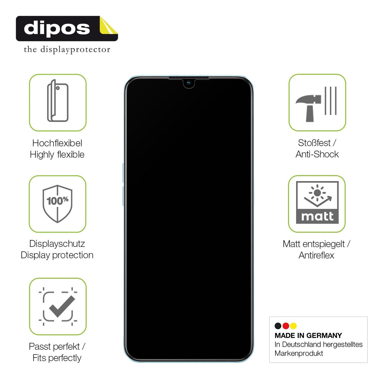 Displayschutz hergestellt in Deutschland, höchste Qualität made in Germany