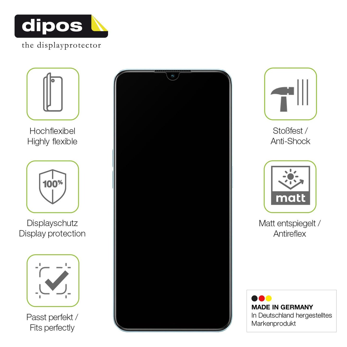 Displayschutz hergestellt in Deutschland, höchste Qualität made in Germany