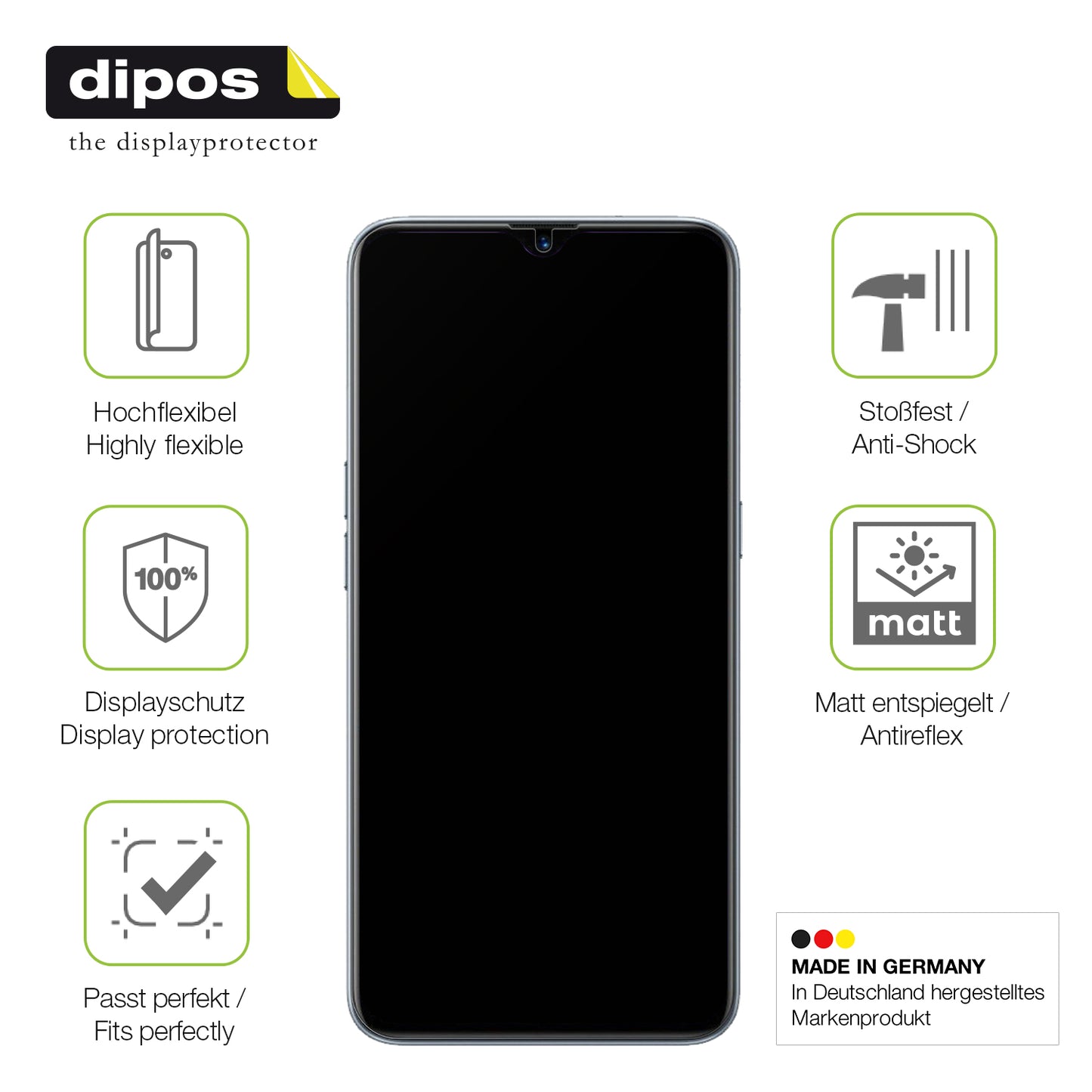 Displayschutz hergestellt in Deutschland, höchste Qualität made in Germany