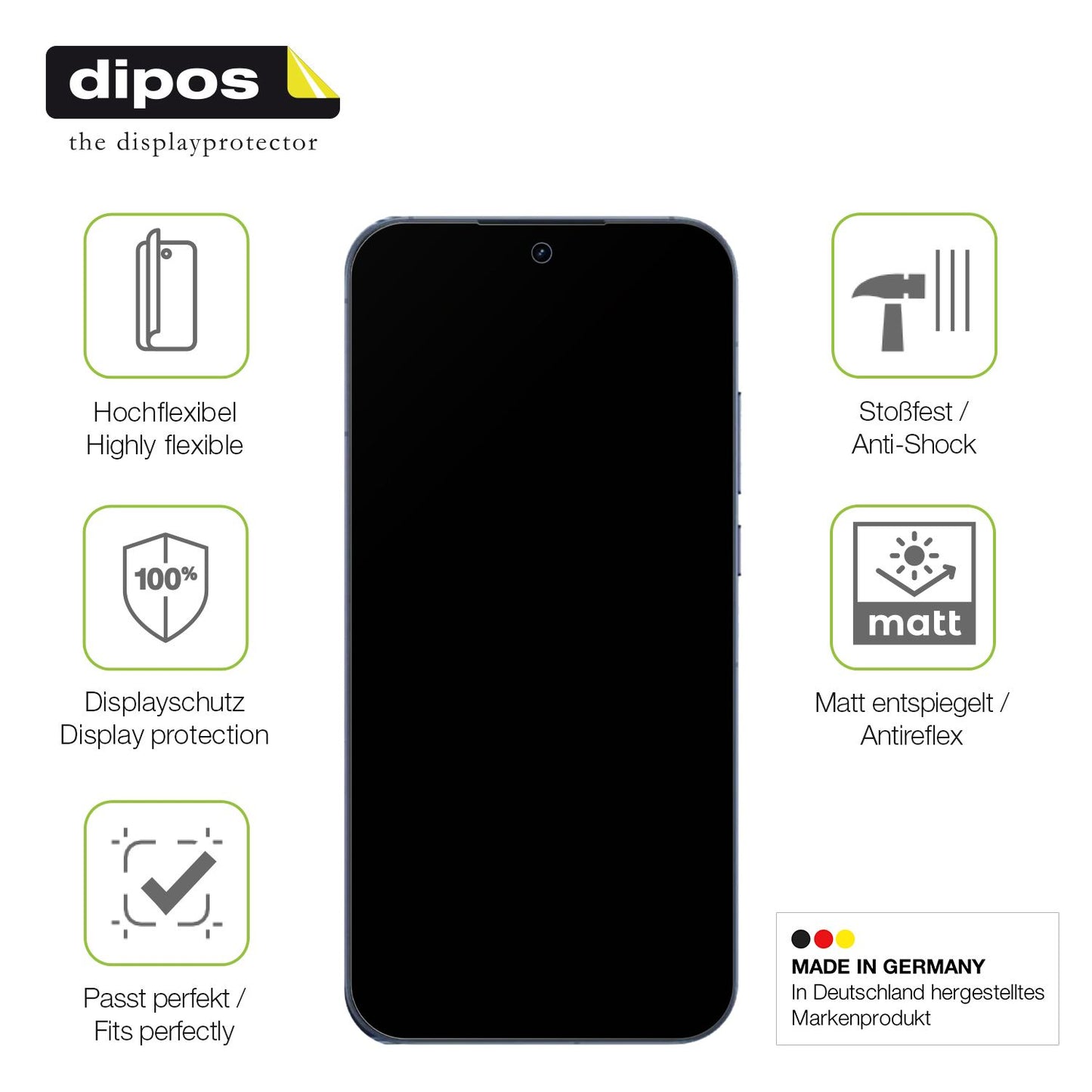Displayschutz hergestellt in Deutschland, höchste Qualität made in Germany