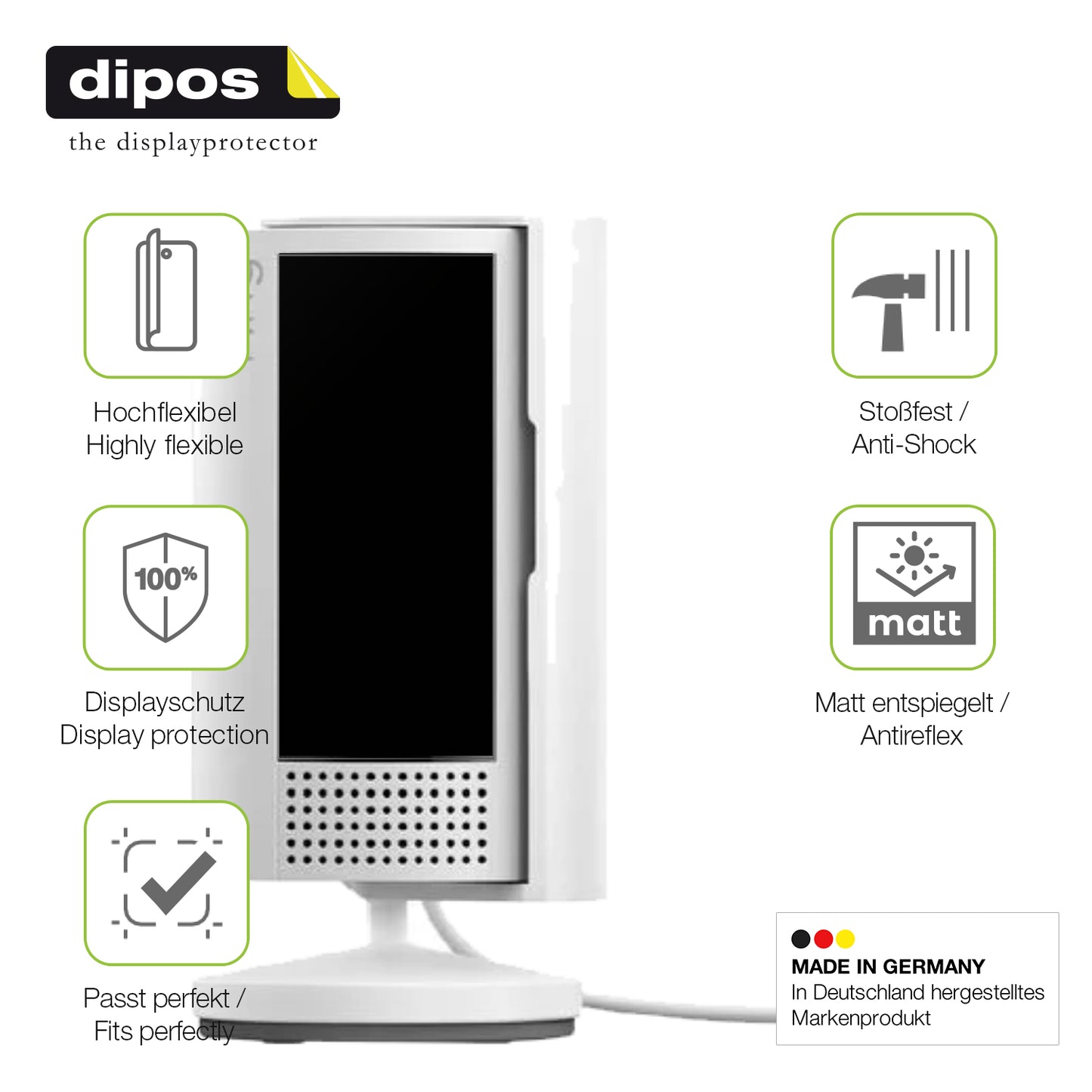 Displayschutz hergestellt in Deutschland, höchste Qualität made in Germany