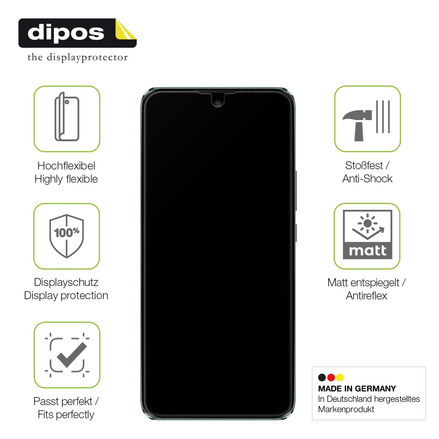 Displayschutz hergestellt in Deutschland, höchste Qualität made in Germany