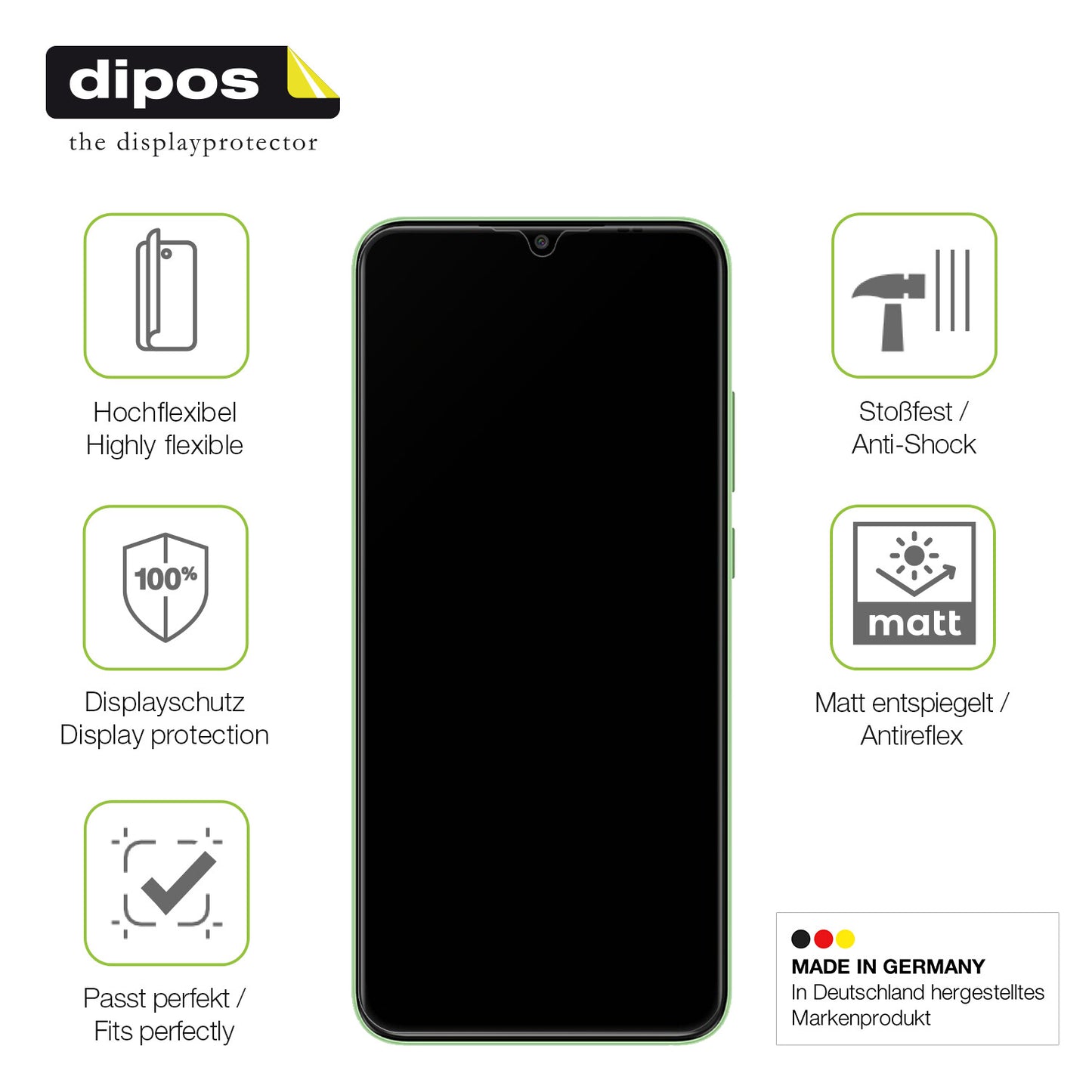 Displayschutz hergestellt in Deutschland, höchste Qualität made in Germany