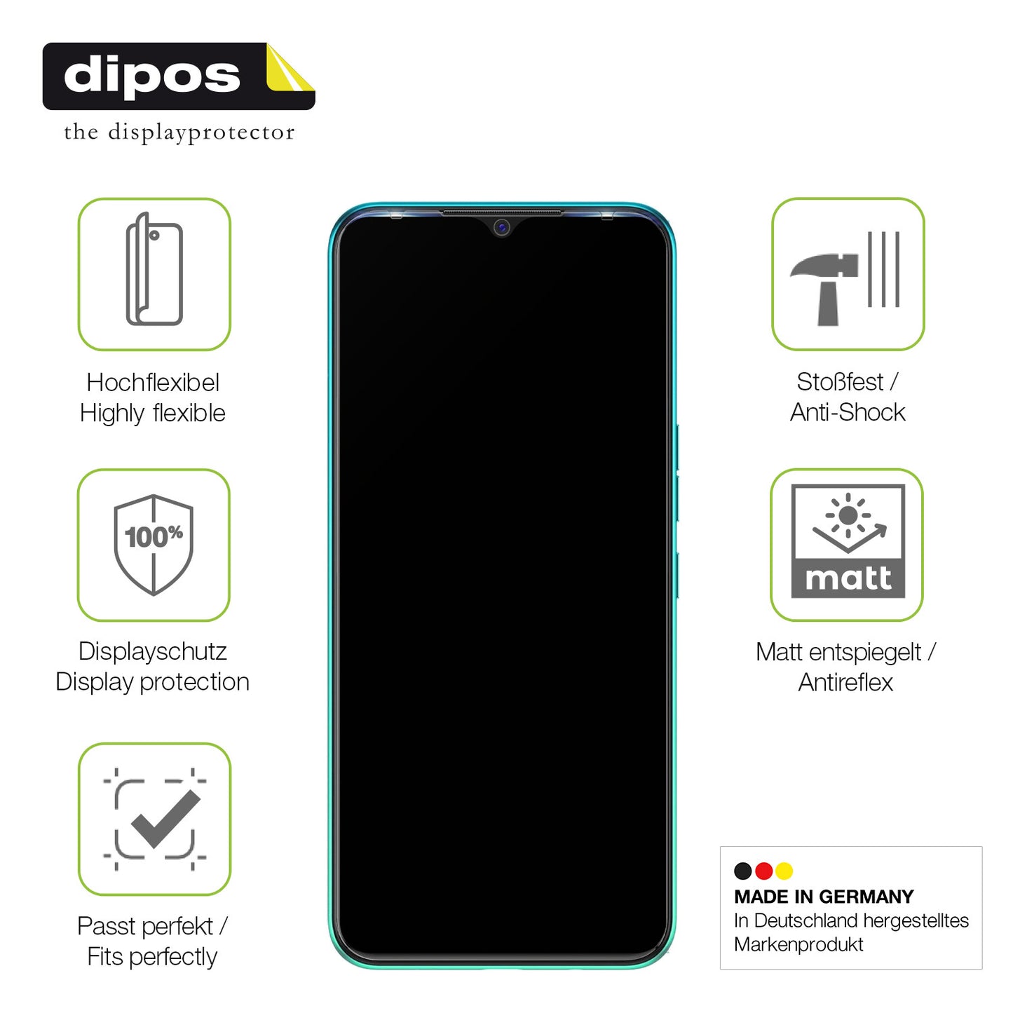 Displayschutz hergestellt in Deutschland, höchste Qualität made in Germany