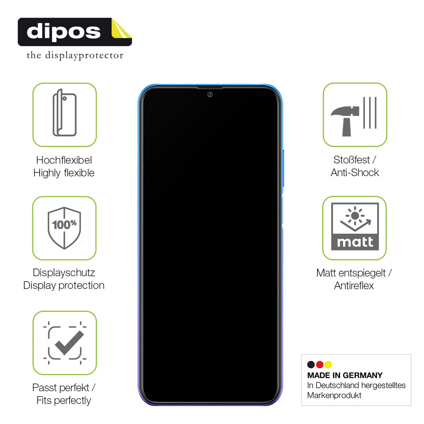 Displayschutz hergestellt in Deutschland, höchste Qualität made in Germany