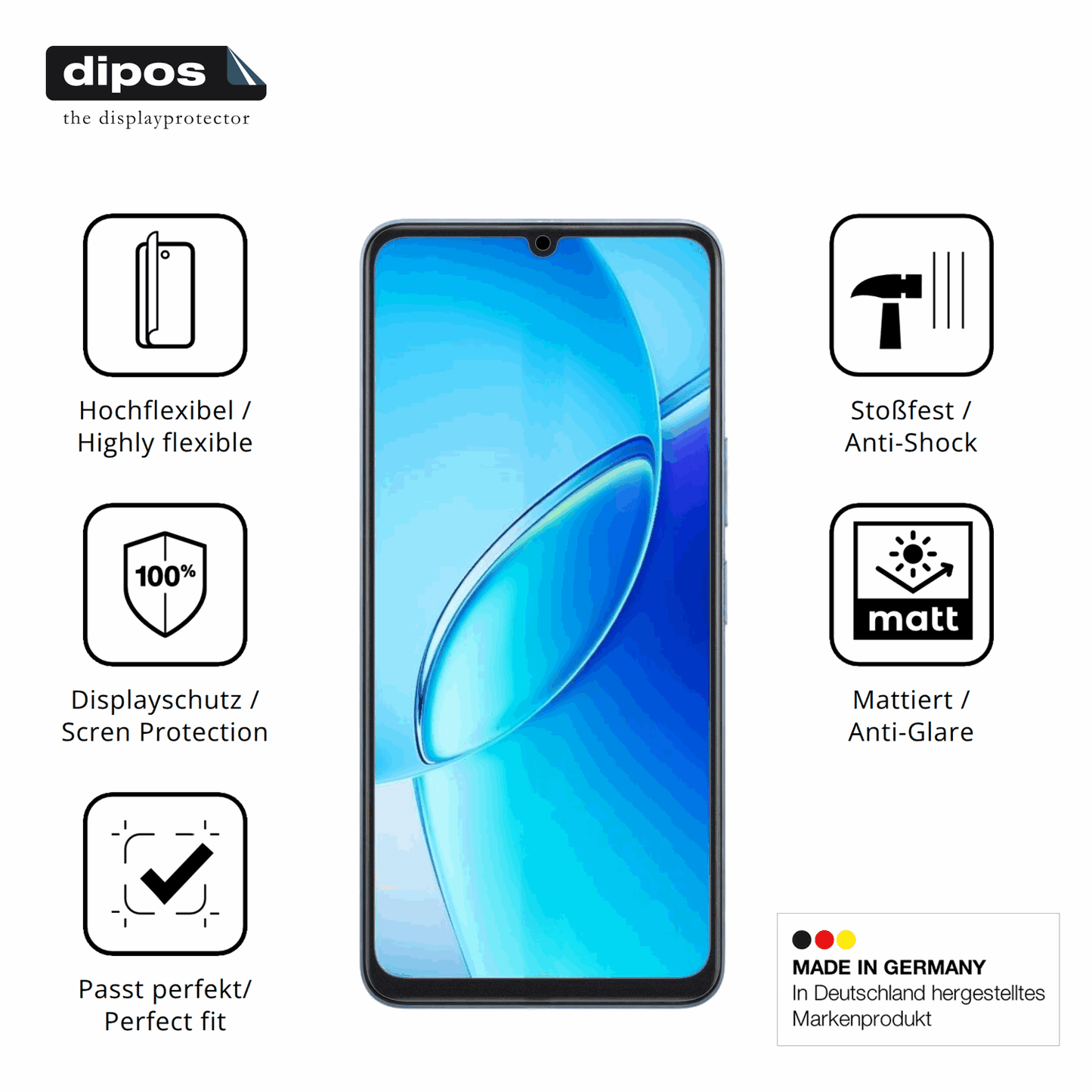 Displayschutz hergestellt in Deutschland, höchste Qualität made in Germany