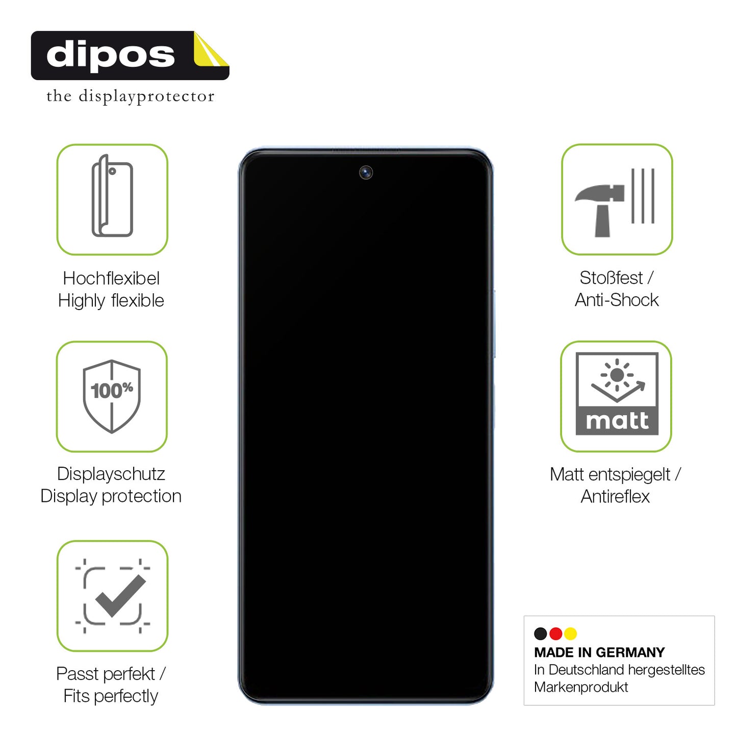 Displayschutz hergestellt in Deutschland, höchste Qualität made in Germany