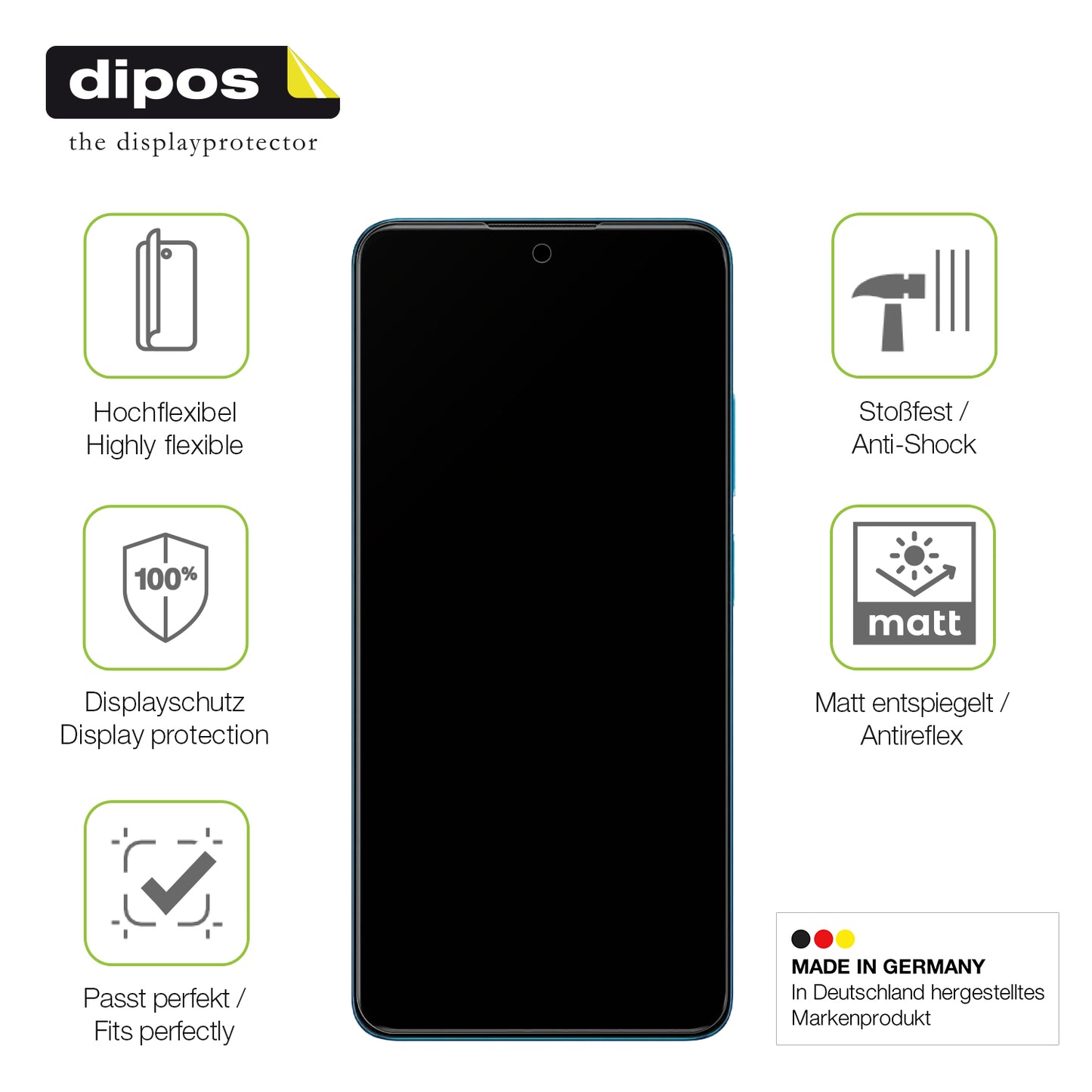 Displayschutz hergestellt in Deutschland, höchste Qualität made in Germany