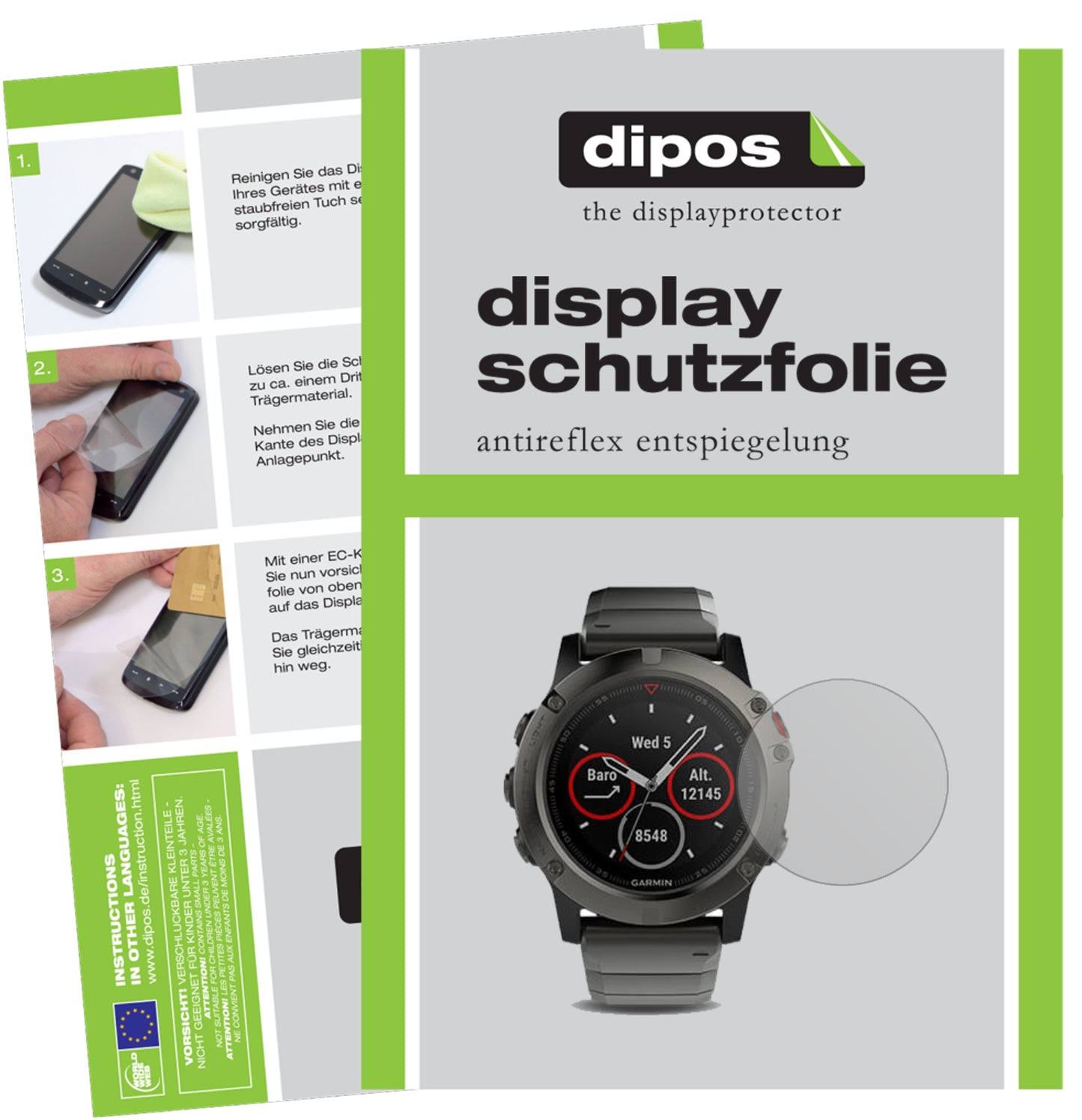 Mattes Panzerglas: Schutz vor Brüchen, Fingerabdrücken und Bildschirmblendung für Garmin-Fenix 5X