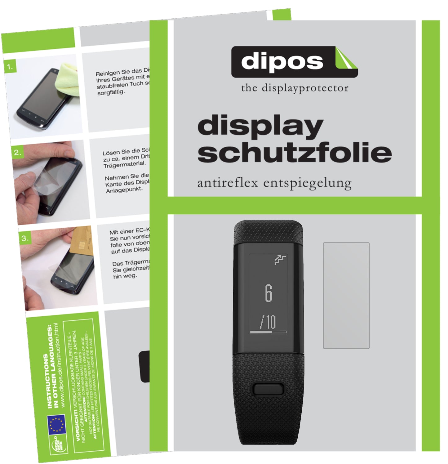 Mattes Panzerglas: Schutz vor Brüchen, Fingerabdrücken und Bildschirmblendung für Garmin-vivosmart HR+