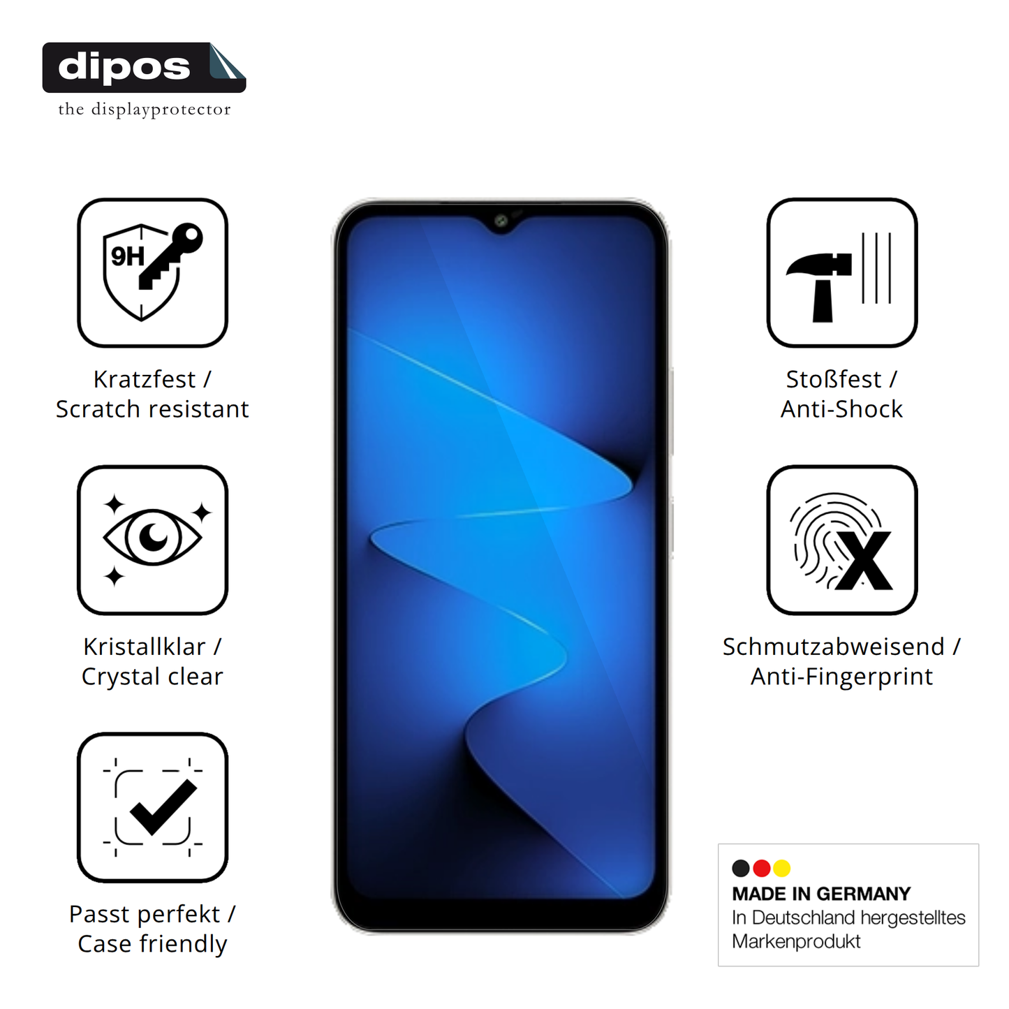 Displayschutz hergestellt in Deutschland, höchste Qualität made in Germany